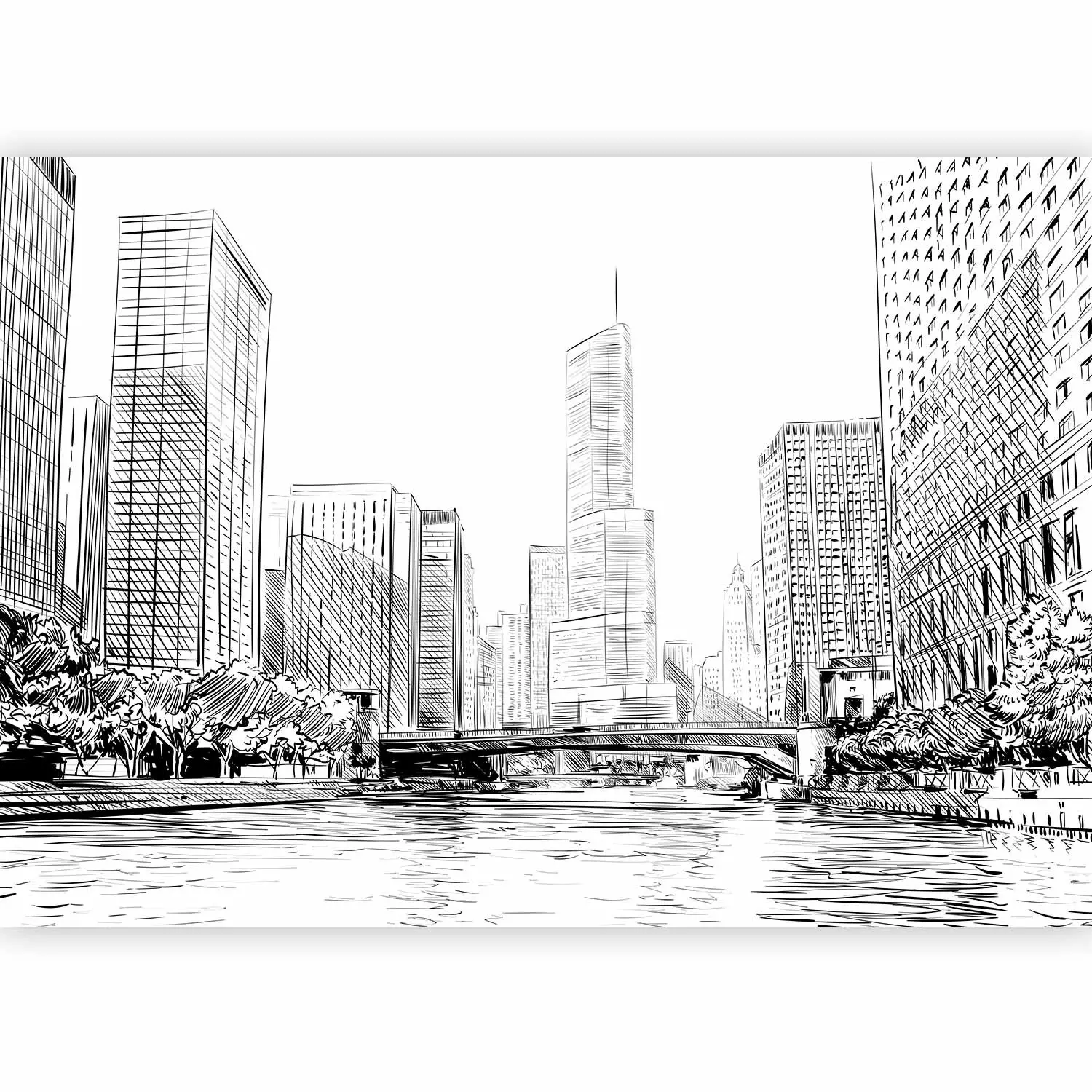 Wall Mural Sketch of the City