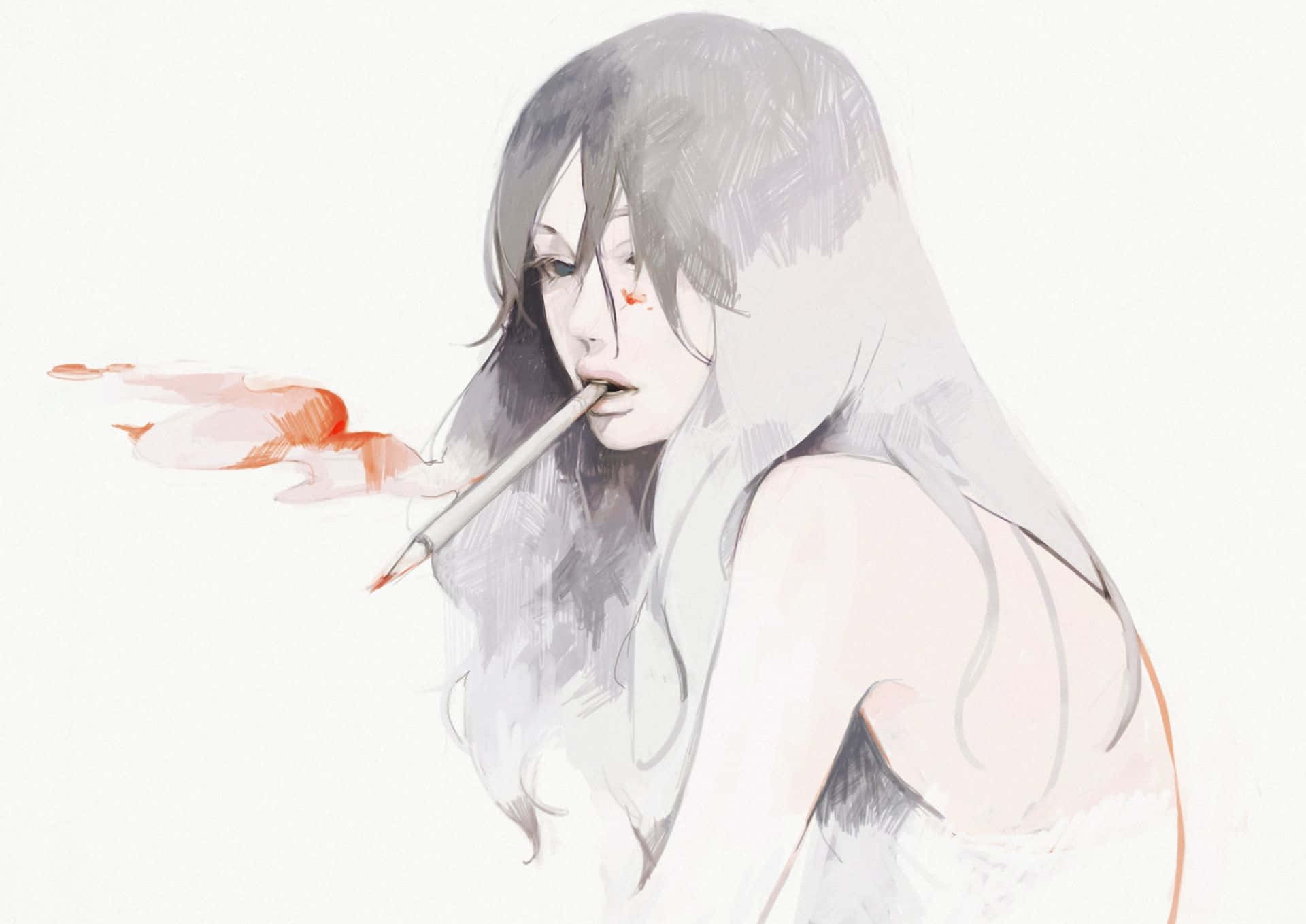 Aesthetic Girl Drawing Wallpaper