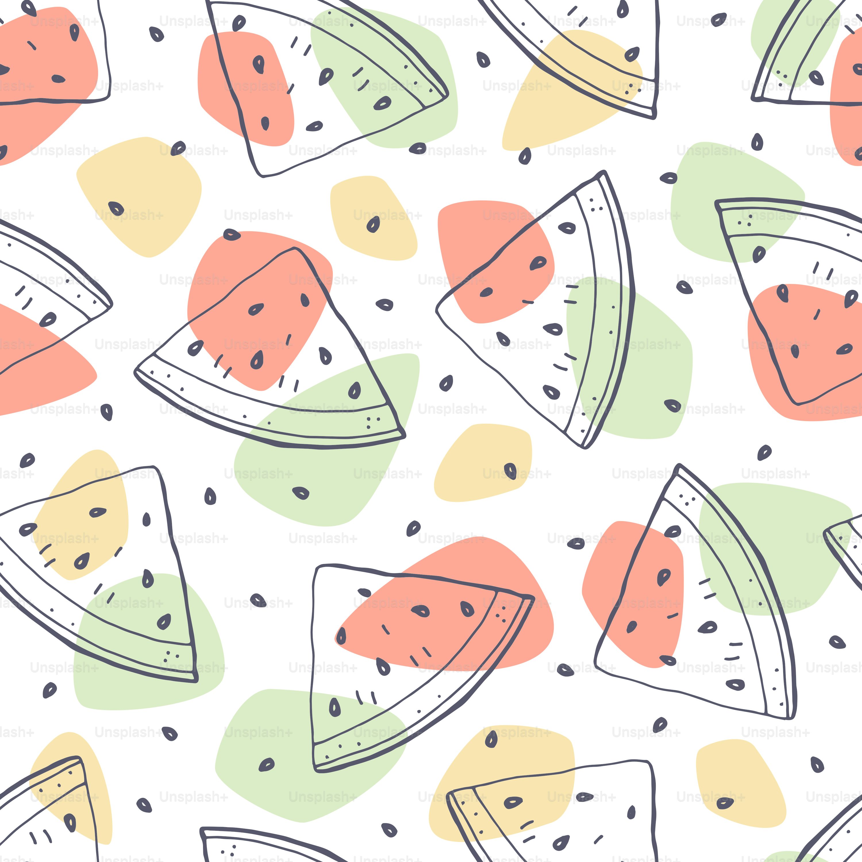 Watermelon slices hand drawing doodle