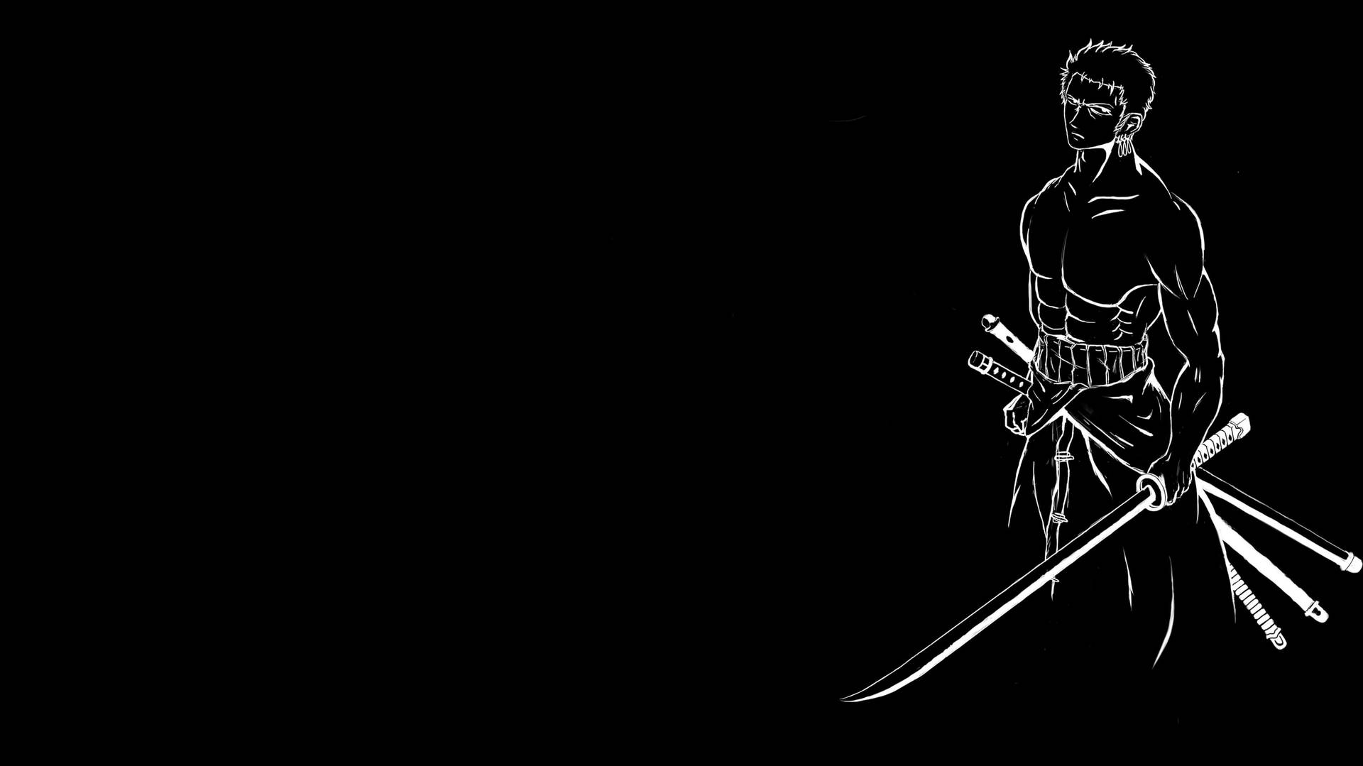 Zoro HD Black And White Wallpaper