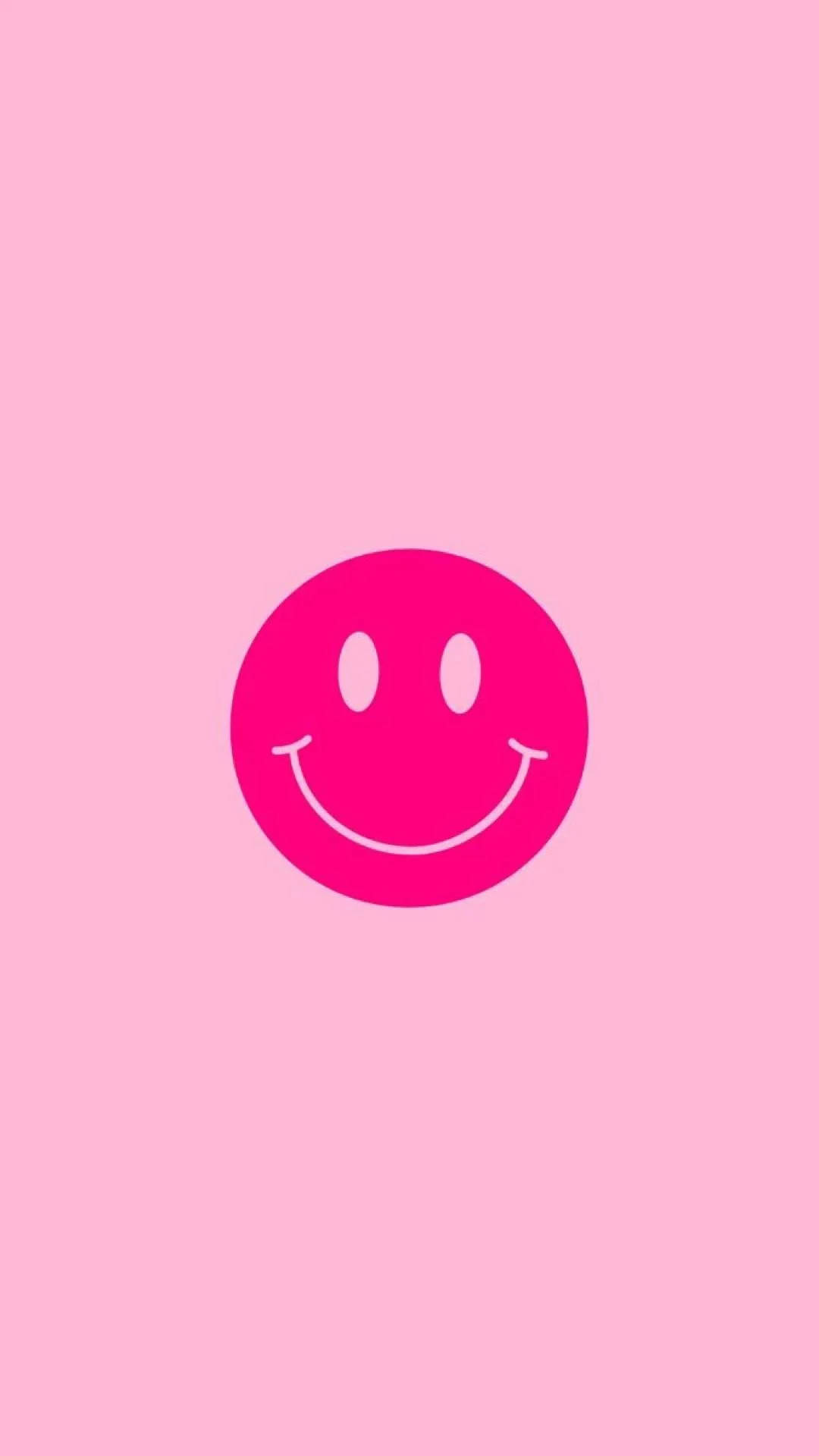 Minimalist Preppy Pink Smiley Face