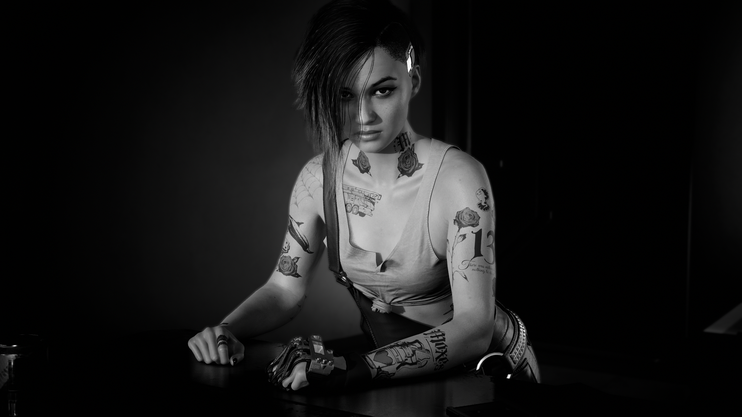 Judy Alvarez Wallpaper 4K, Monochrome, Cyberpunk 2077