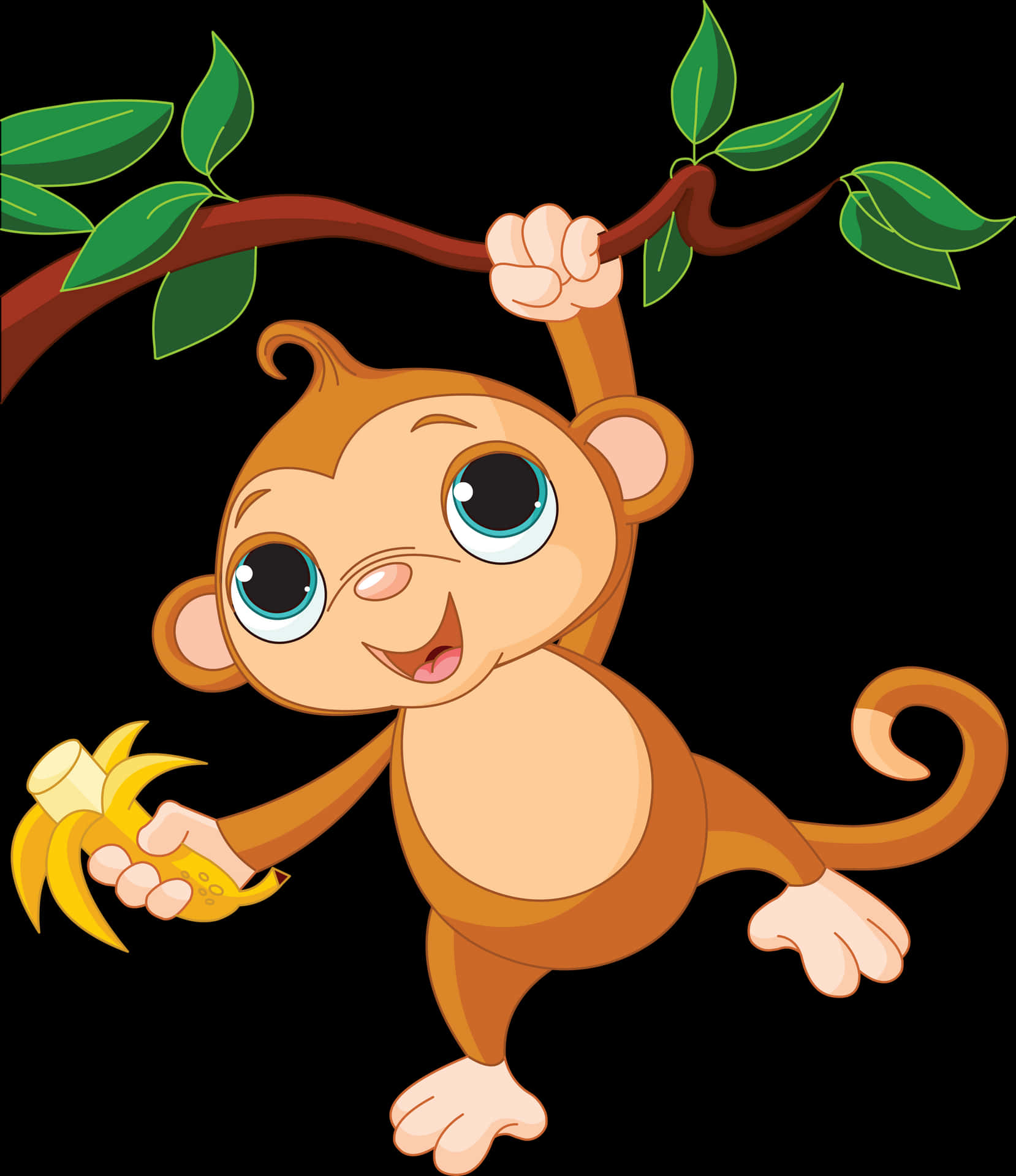 Download Cartoon Monkey Holding Banana
