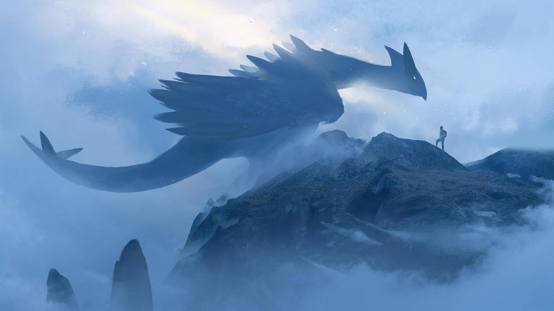 A Majestic Lugia Soars High Above A