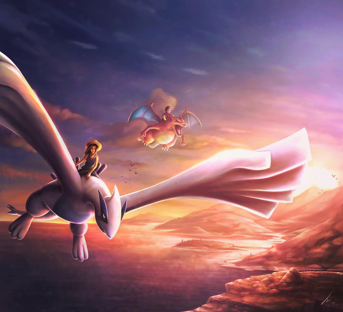 OC A Lugia and a Charizard drawing