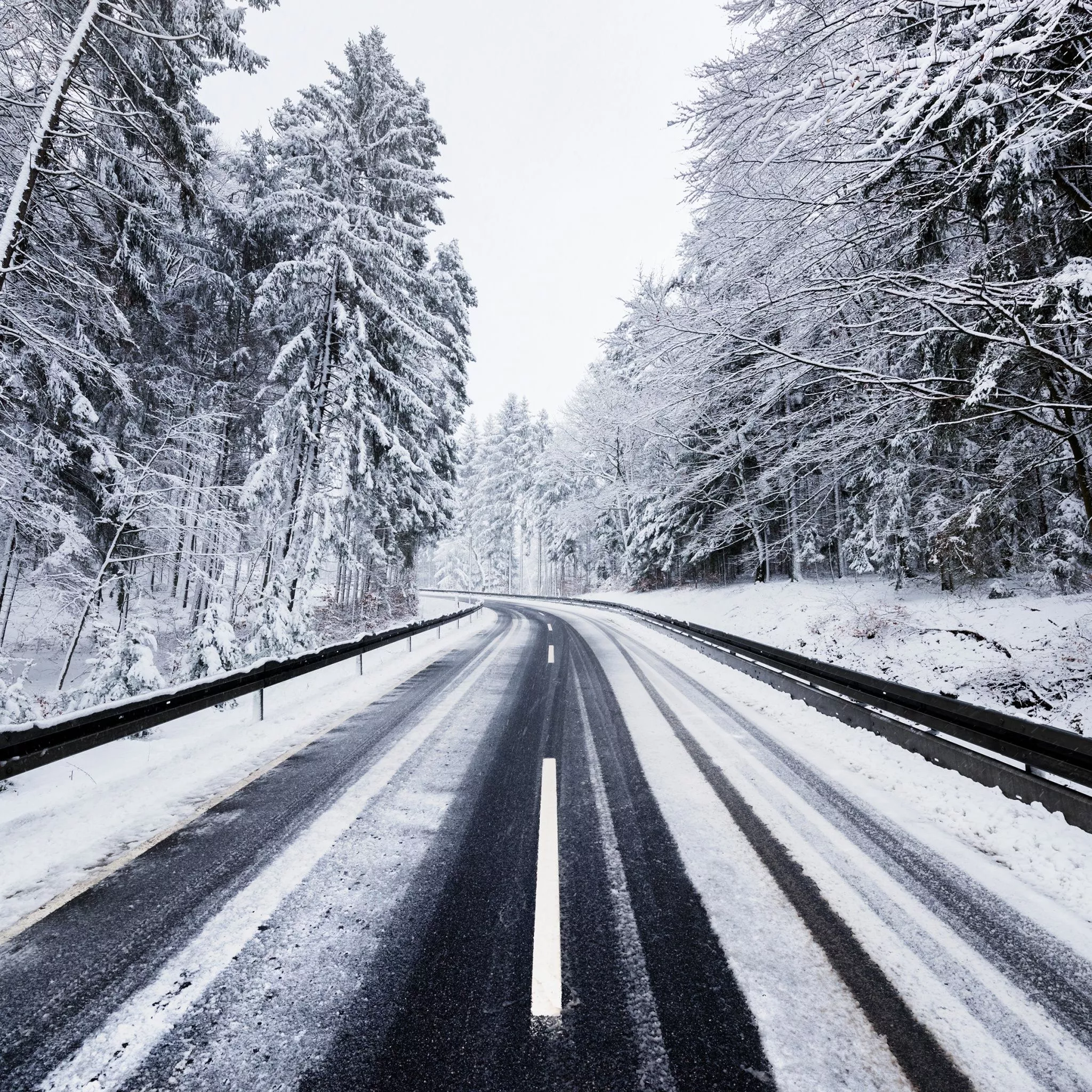 Winter Wallpaper 4K, Road, Forest, Snow