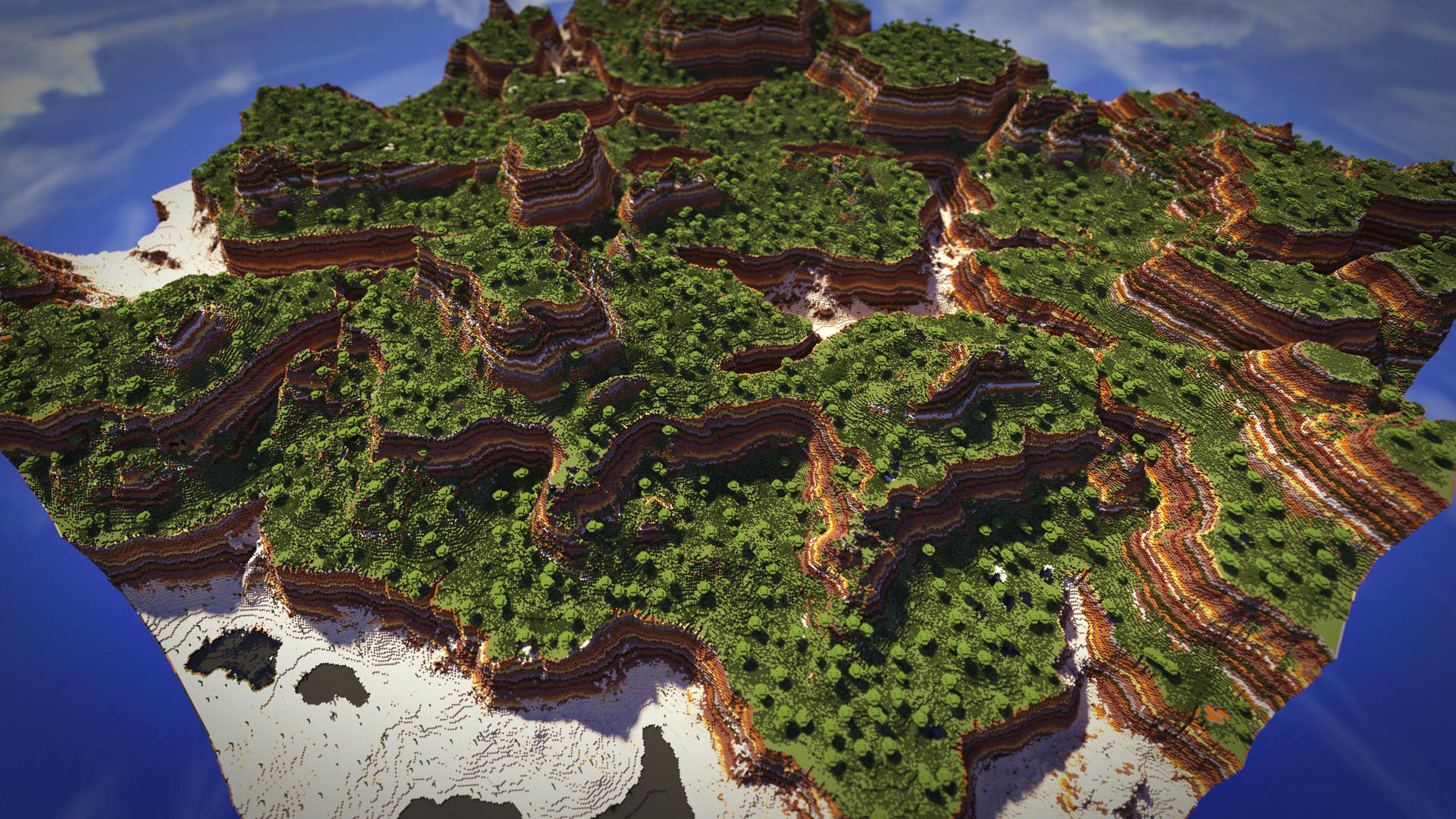 Download 4k Minecraft Island Top View Wallpaper
