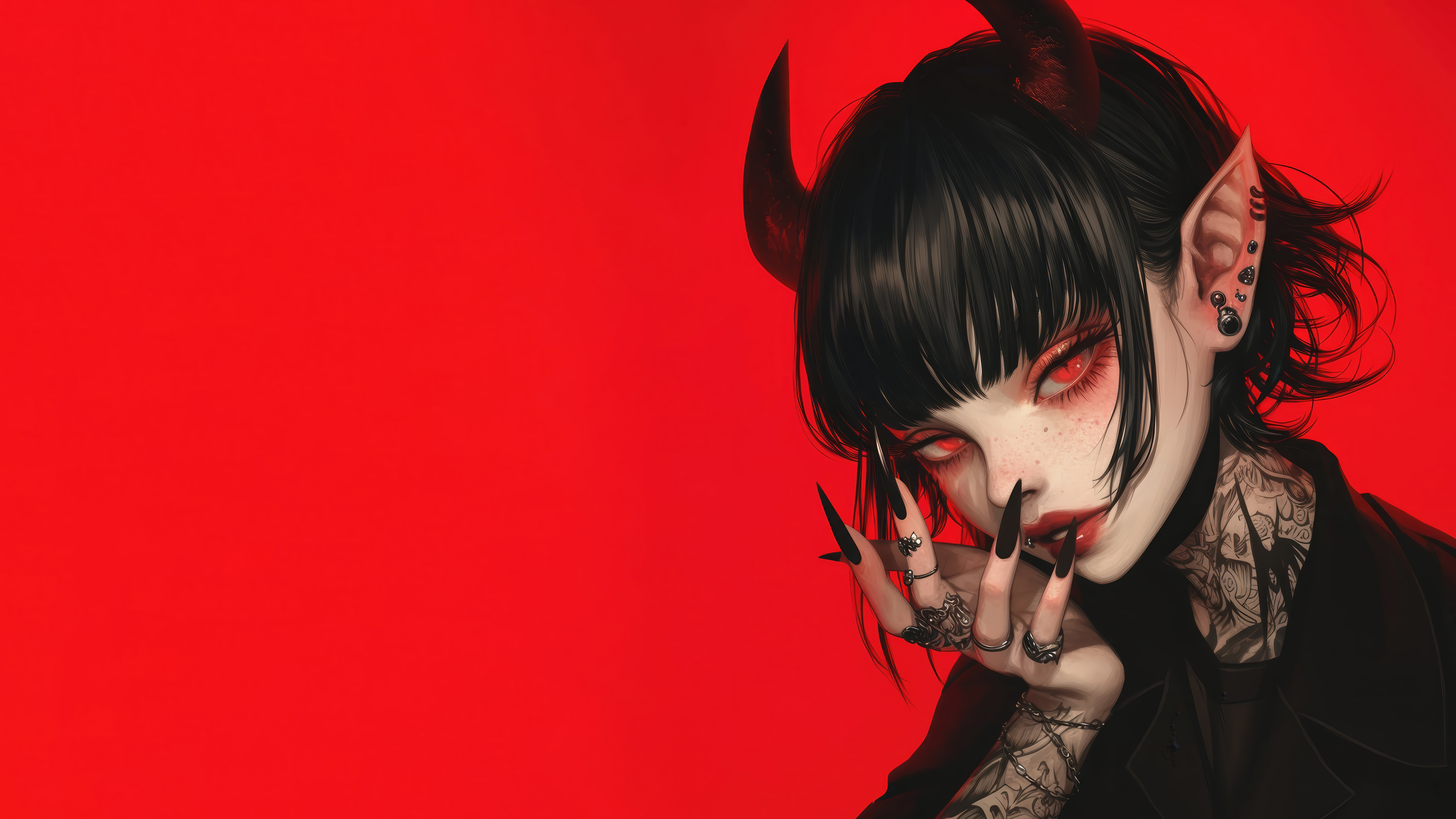 Red Eyes Demon Horn Wallpaper 4K 8K HD