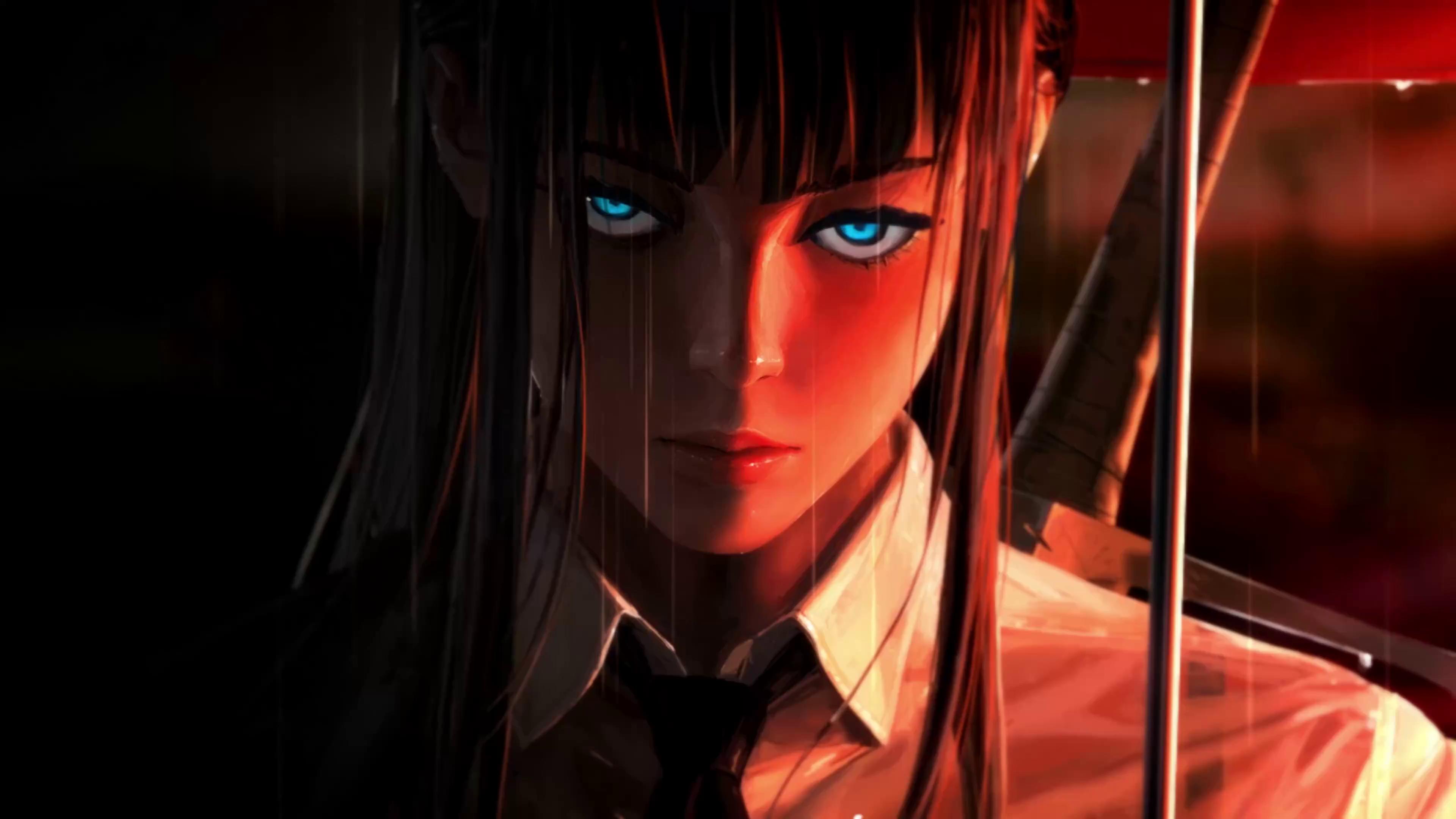 Girl Warrior Blue Eyes Live Wallpaper