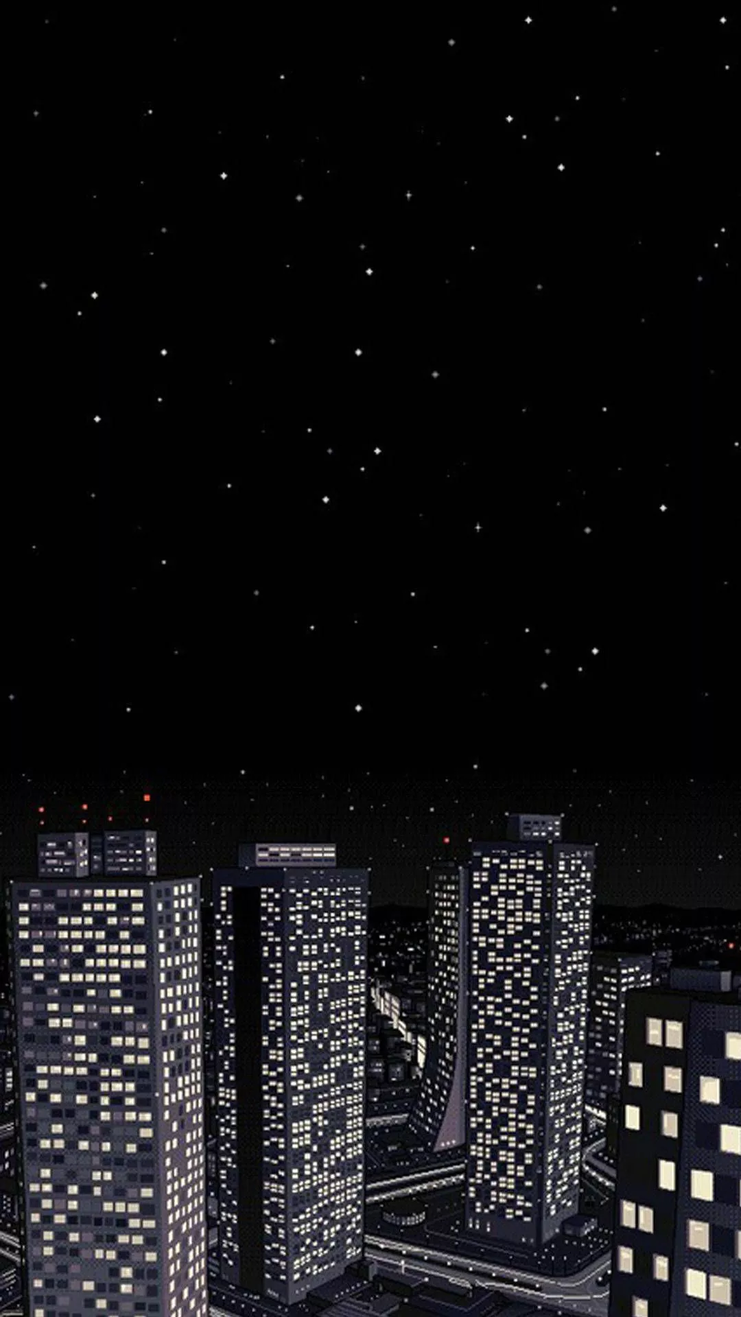 Download A City With Buildings And A Night Sky Wallpaper