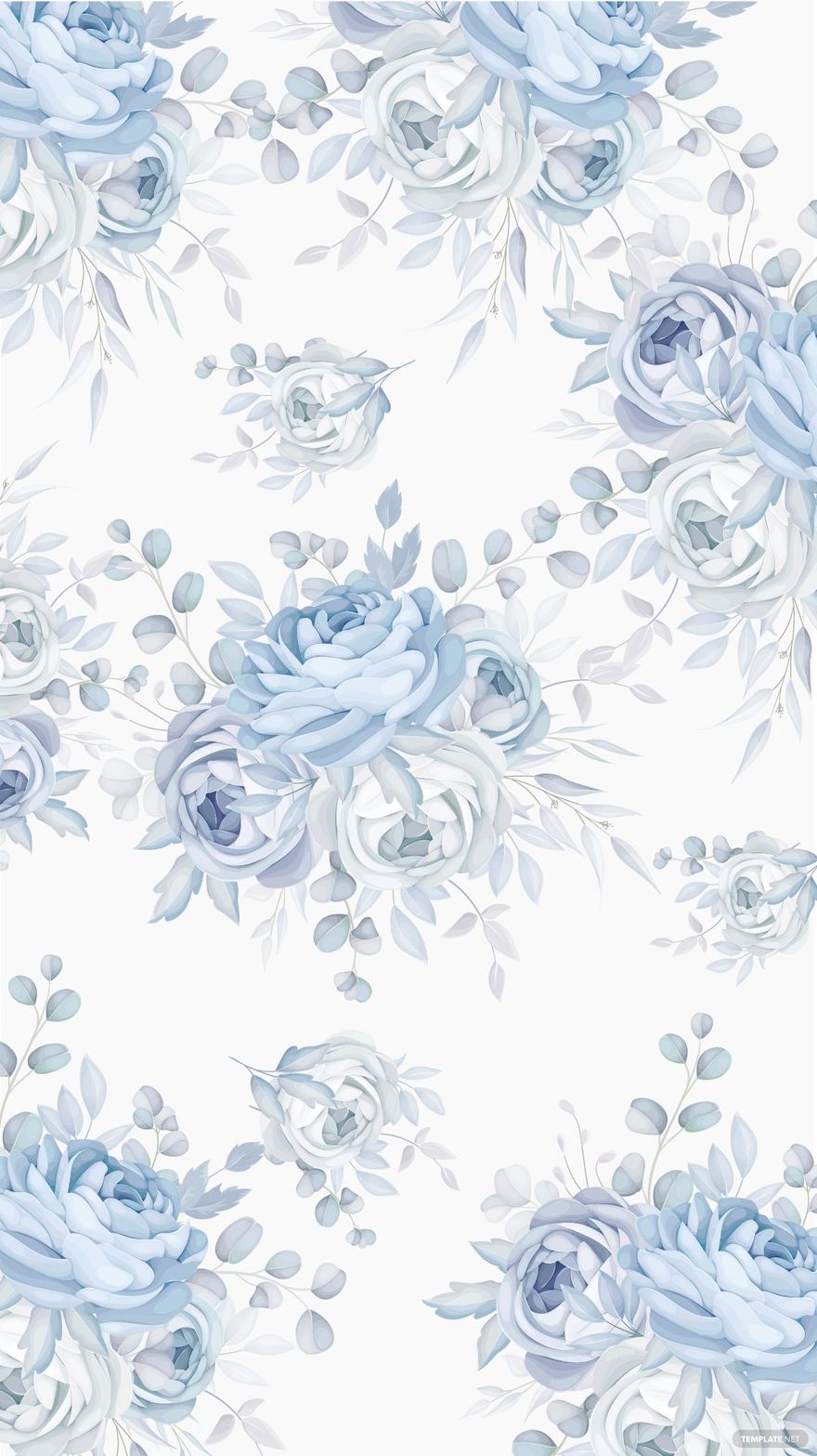 Pastel Blue Floral Background in JPG
