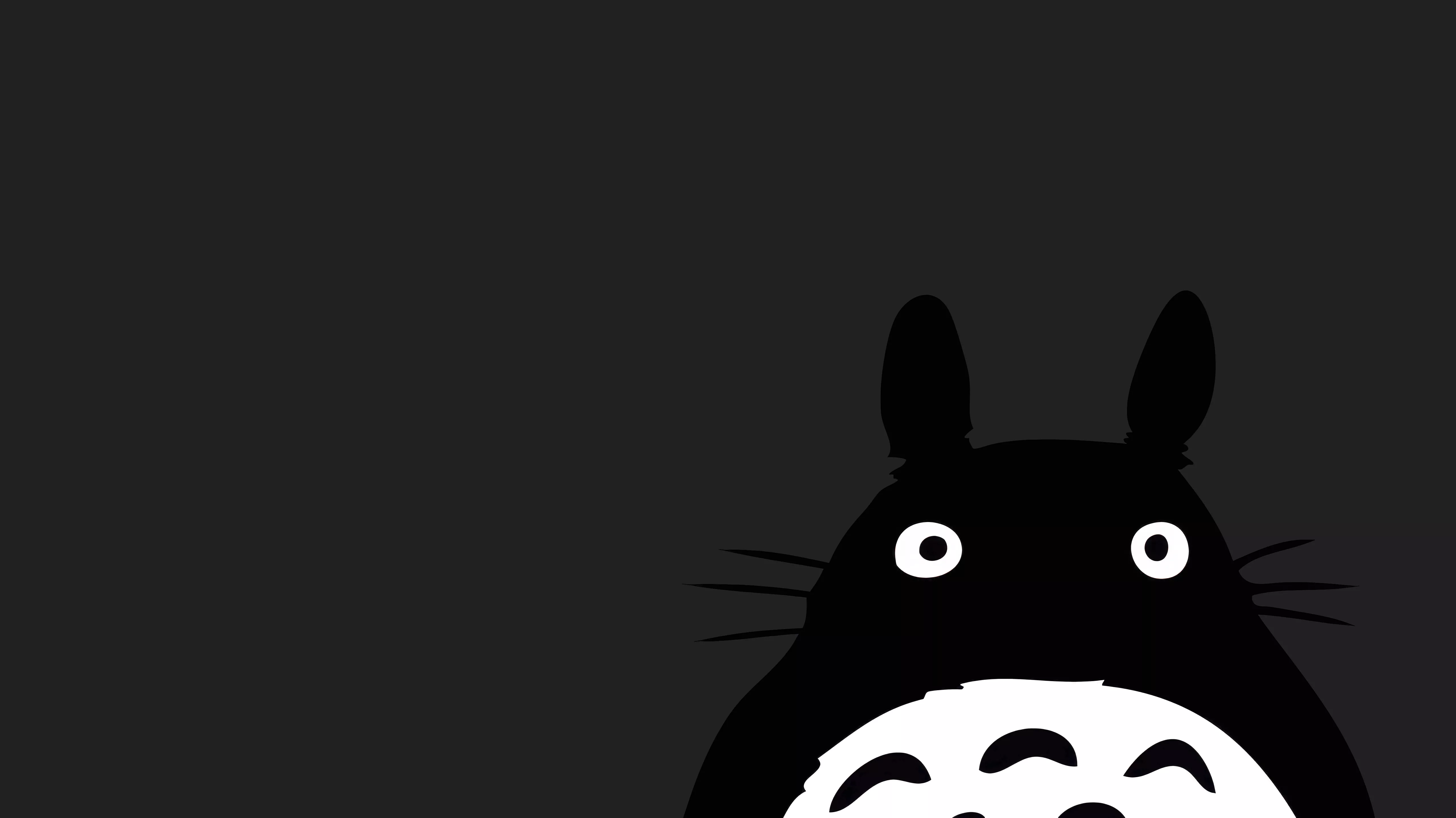 Totoro Wallpaper 4K, Minimalist, Dark background