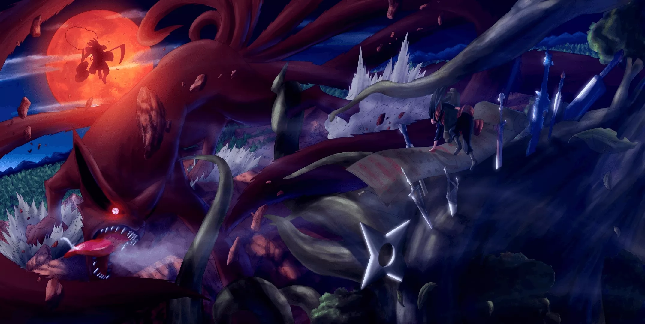 Hashirama vs Madara & Kurama HD Wallpaper