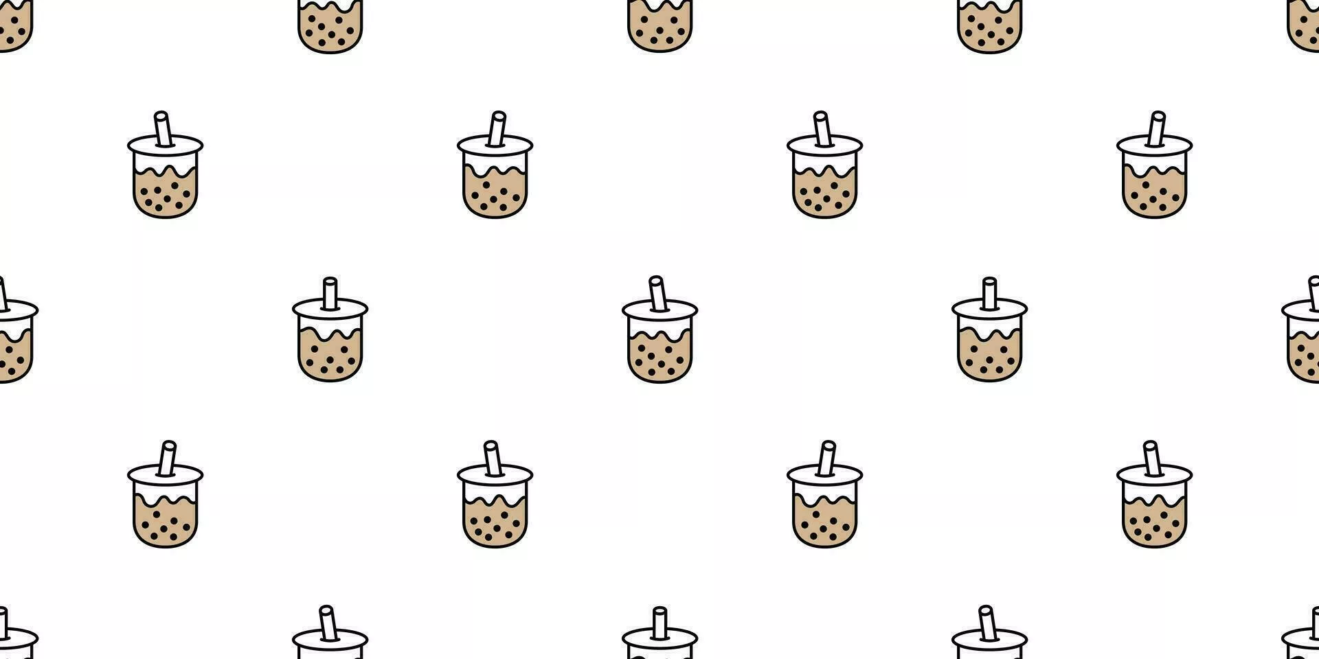 Boba tea seamless pattern vector bubble