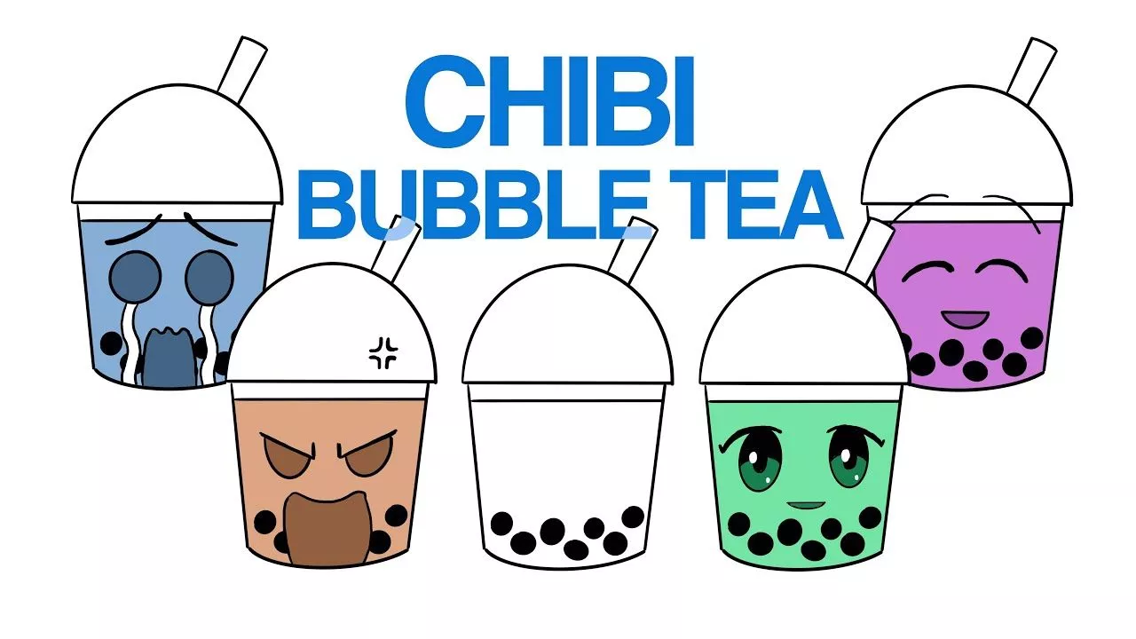 Draw 4 Chibi Bubble Tea characters