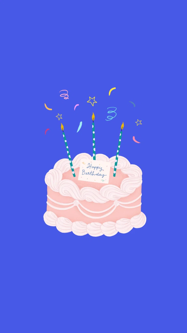 Blue birthday cake phone wallpaper