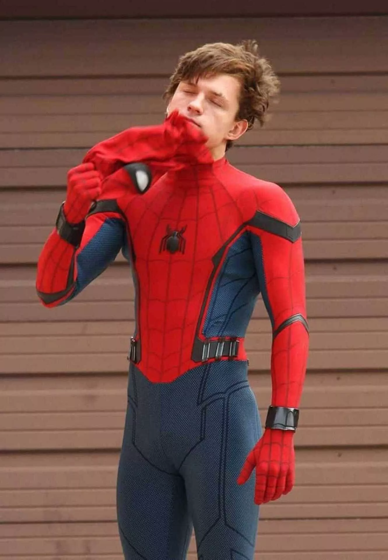 Tom Holland In Character At A Movie Set