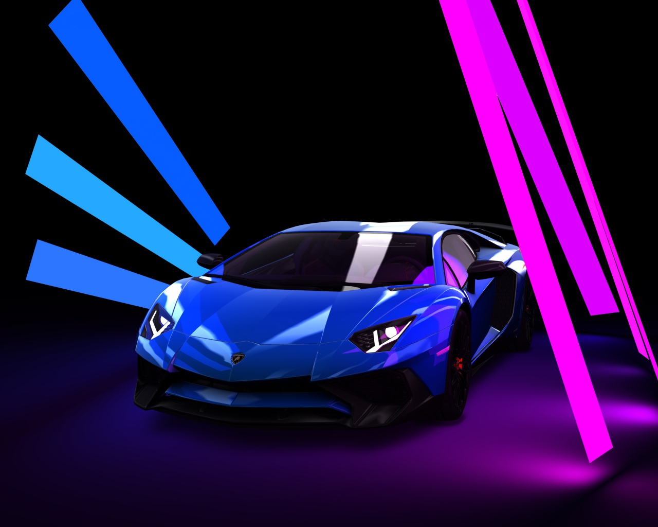 Blue car Lamborghini Aventador on a