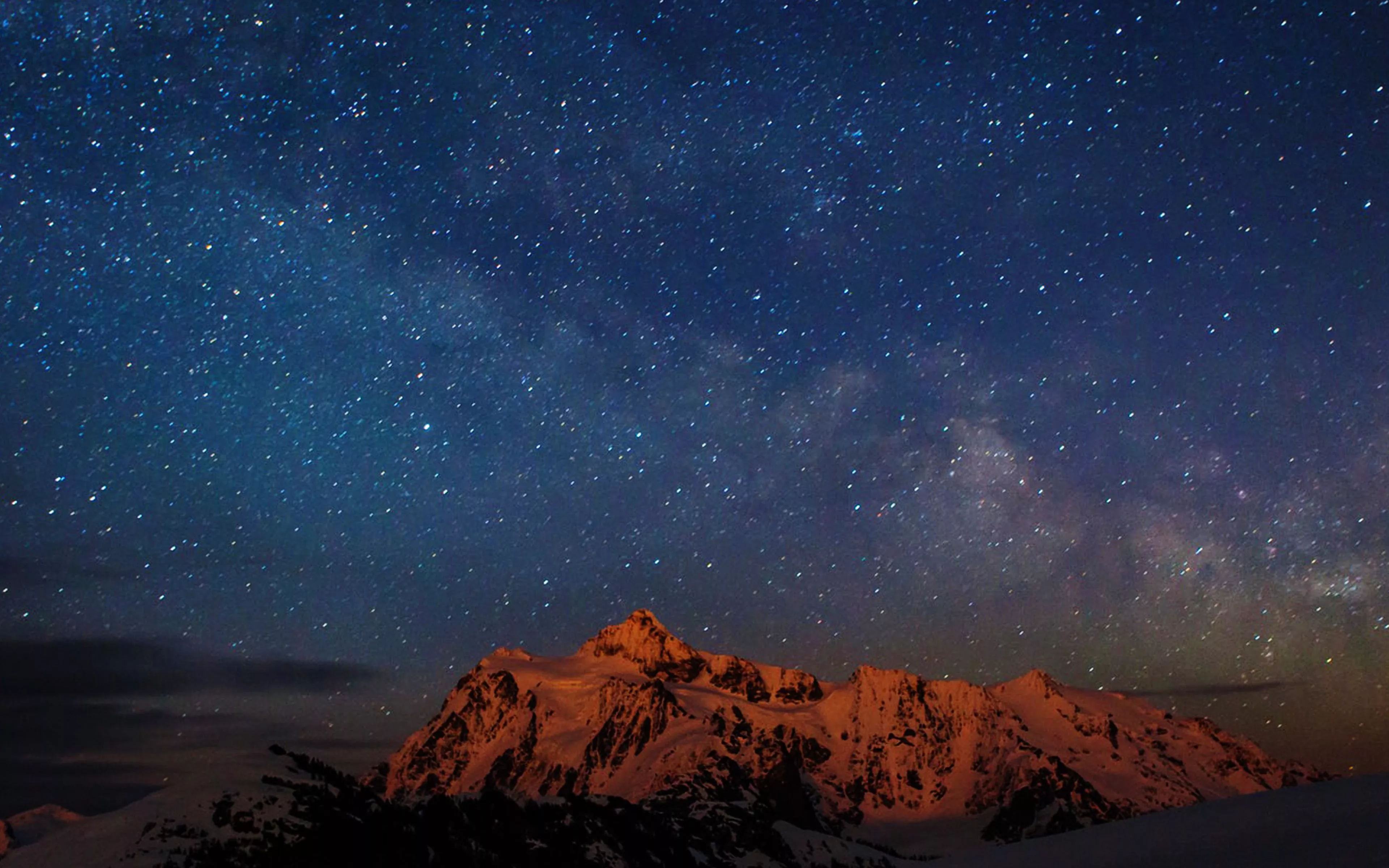 Starry Night Sky Mountain Nature