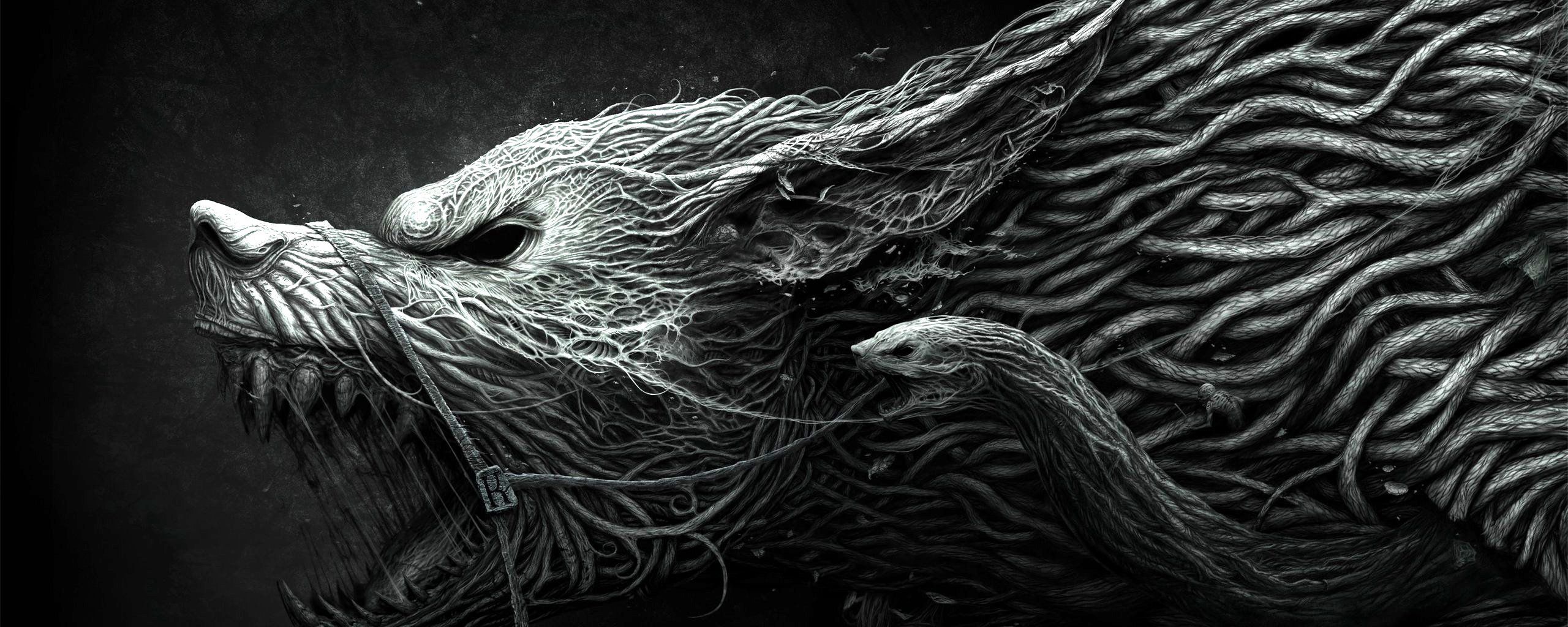 Download wallpaper 2560x1024 wolf