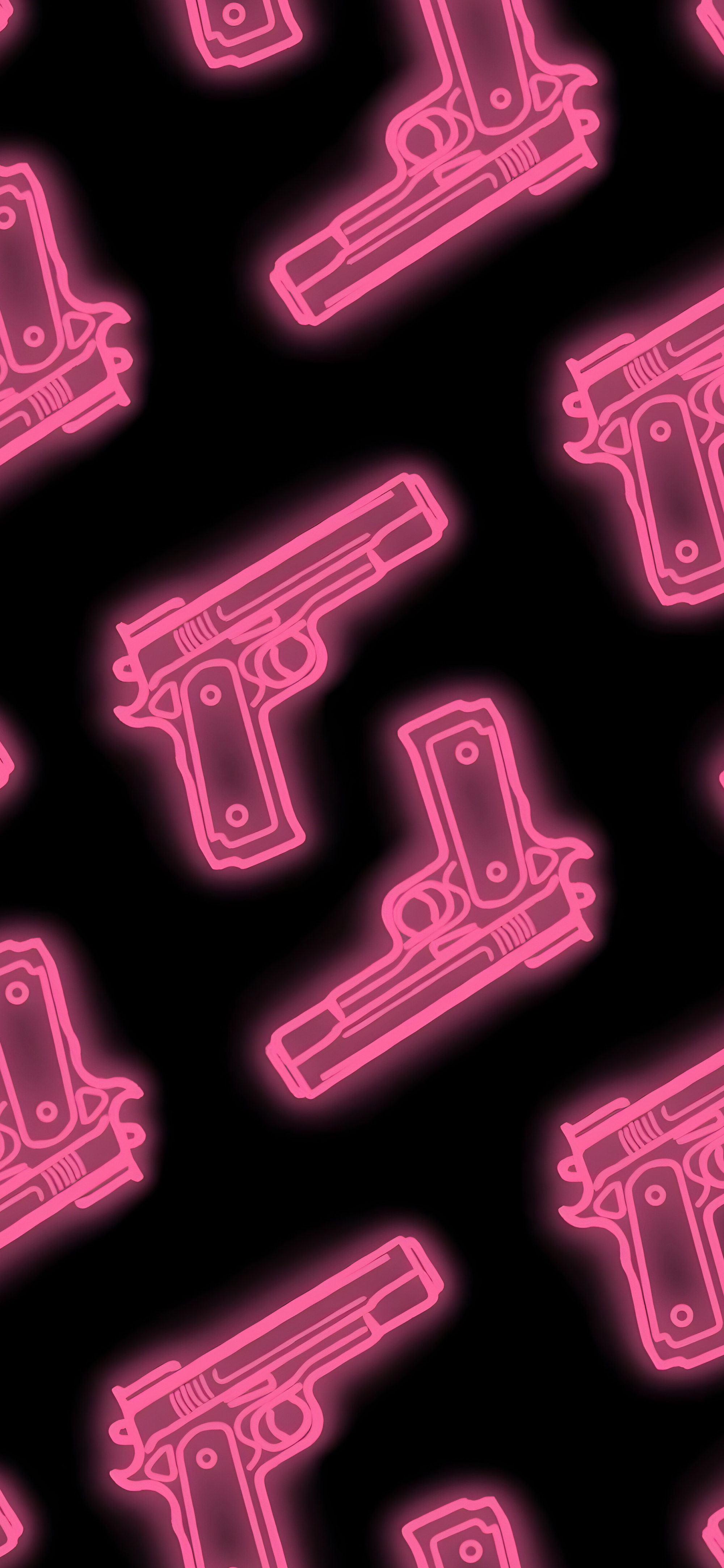Neon Pink Gun Pattern Wallpaper