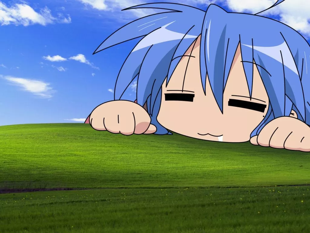 Anime girl, background Windows XP