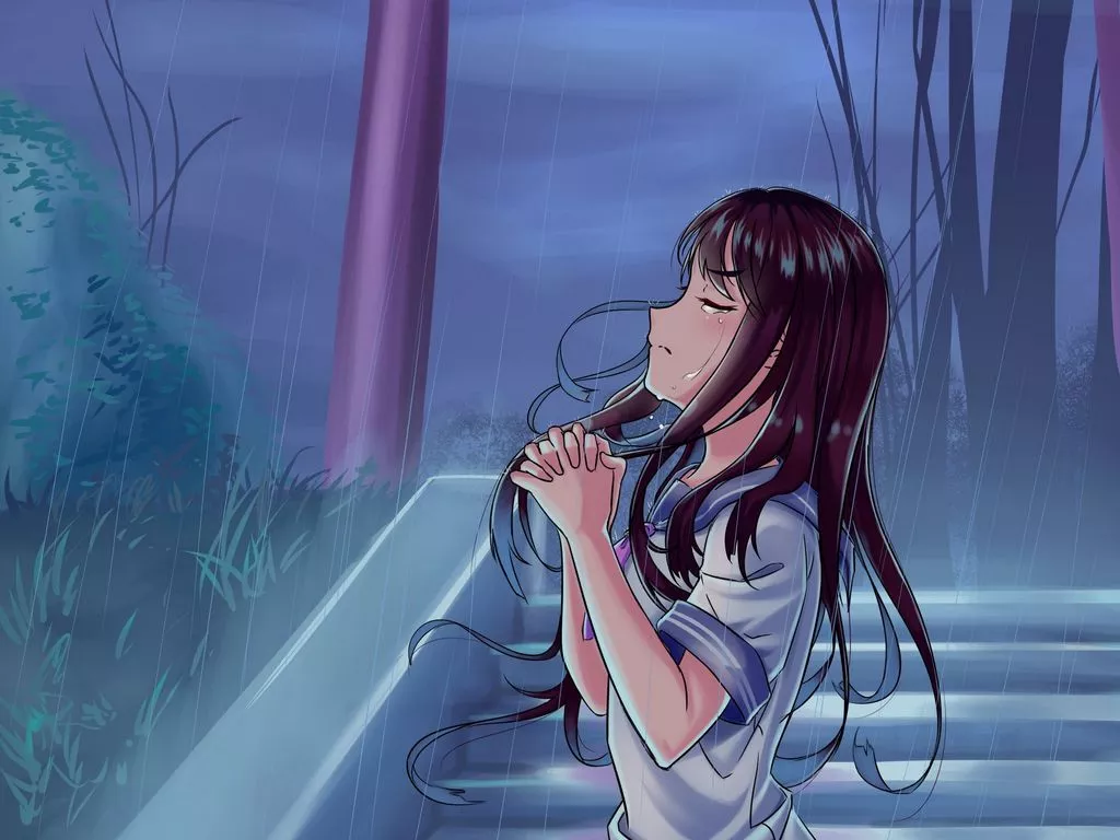 wallpaper 1024x768 girl, alone, tears