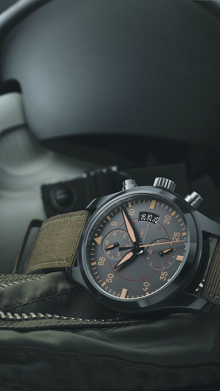 HD wallpaper: black chronograph watch