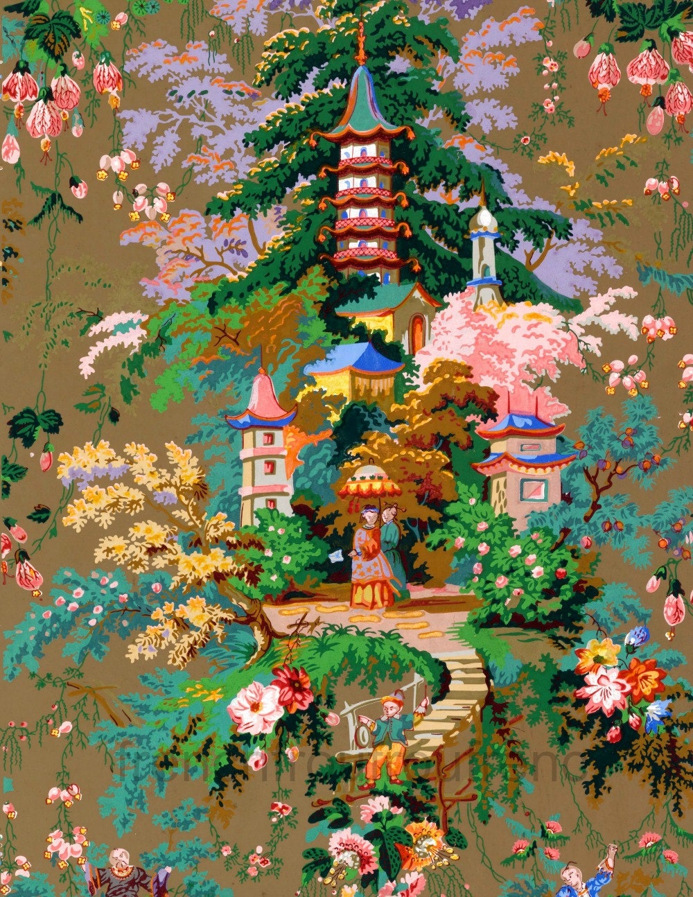 Antique Chinoiserie Wallpaper