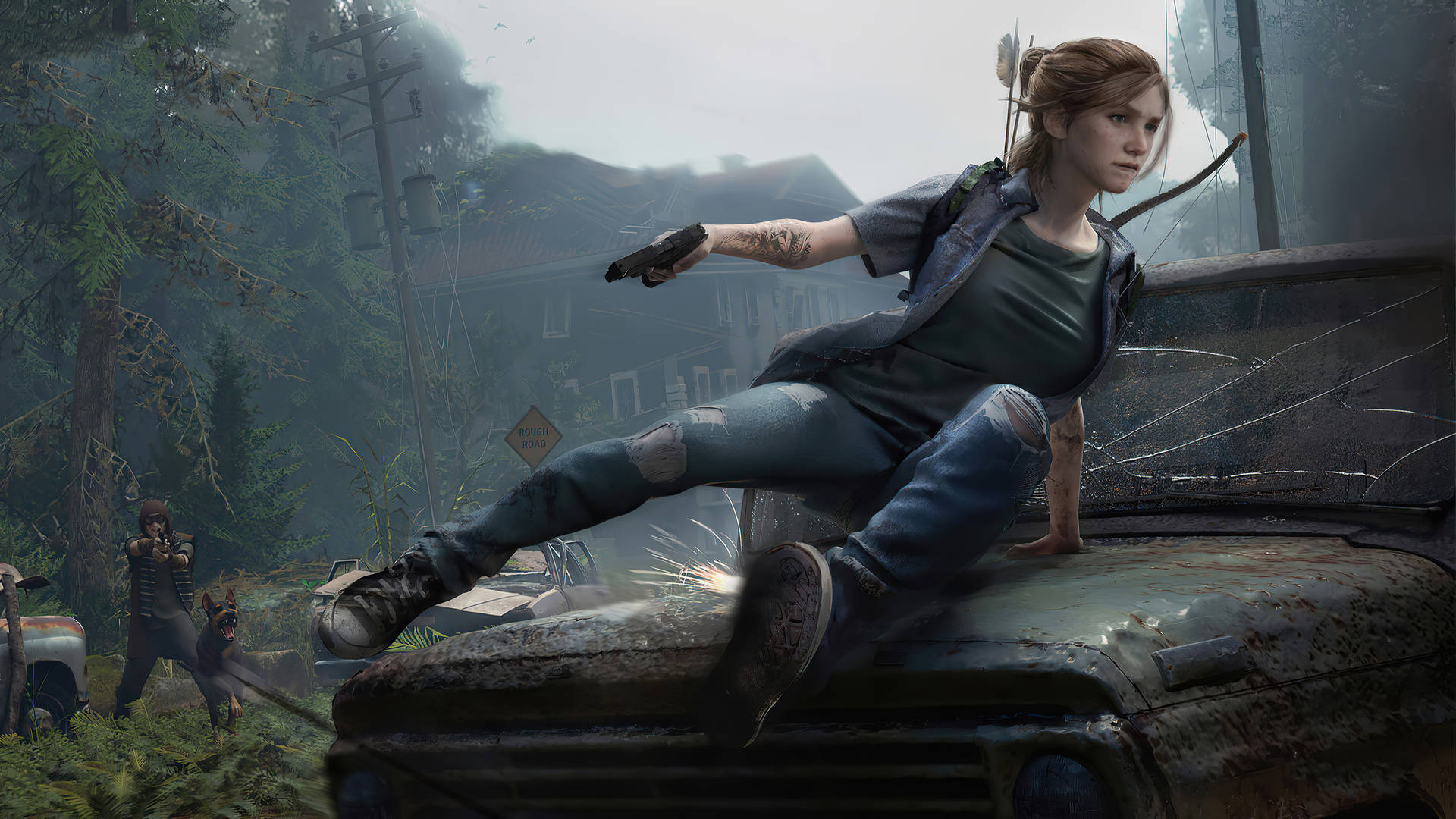 Ellie On Car Hood In The Last Of Us 4k