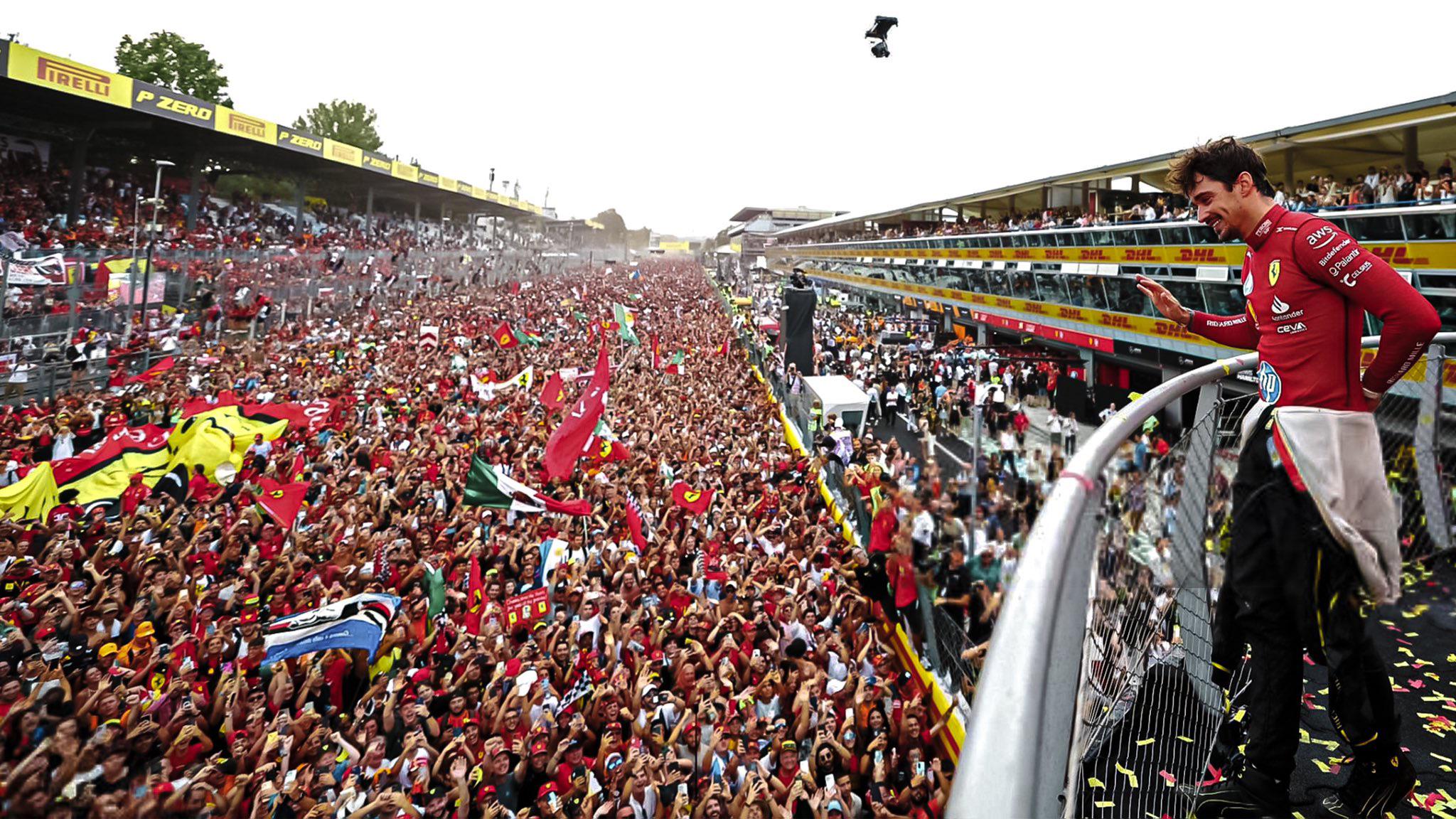 Charles Leclerc celebrating with