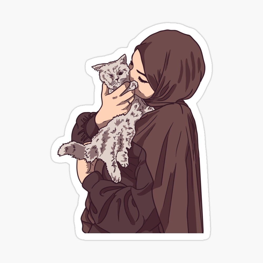 HIJABI GIRL WITH CAT Poster