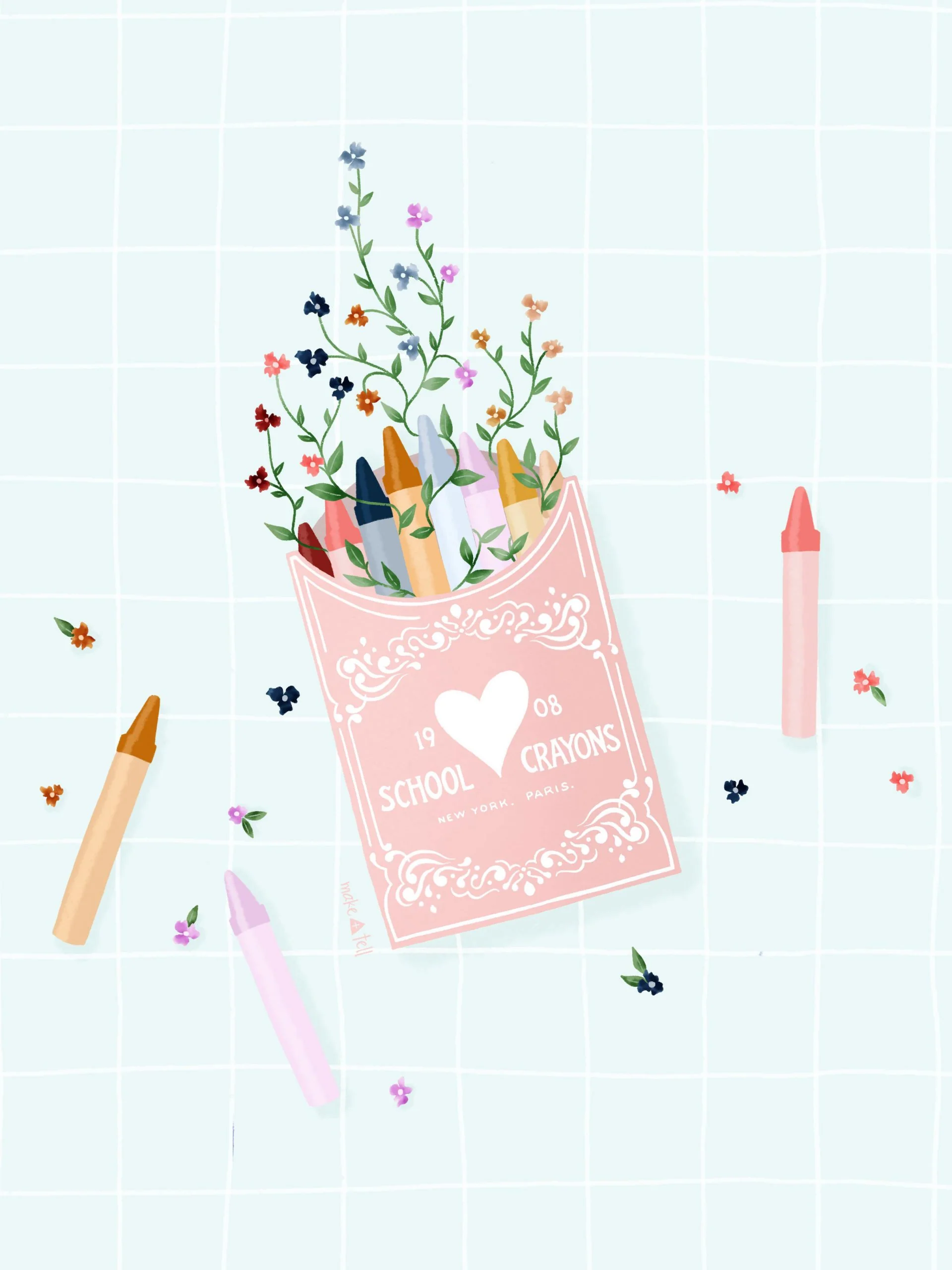 Vintage crayon desktop, phone