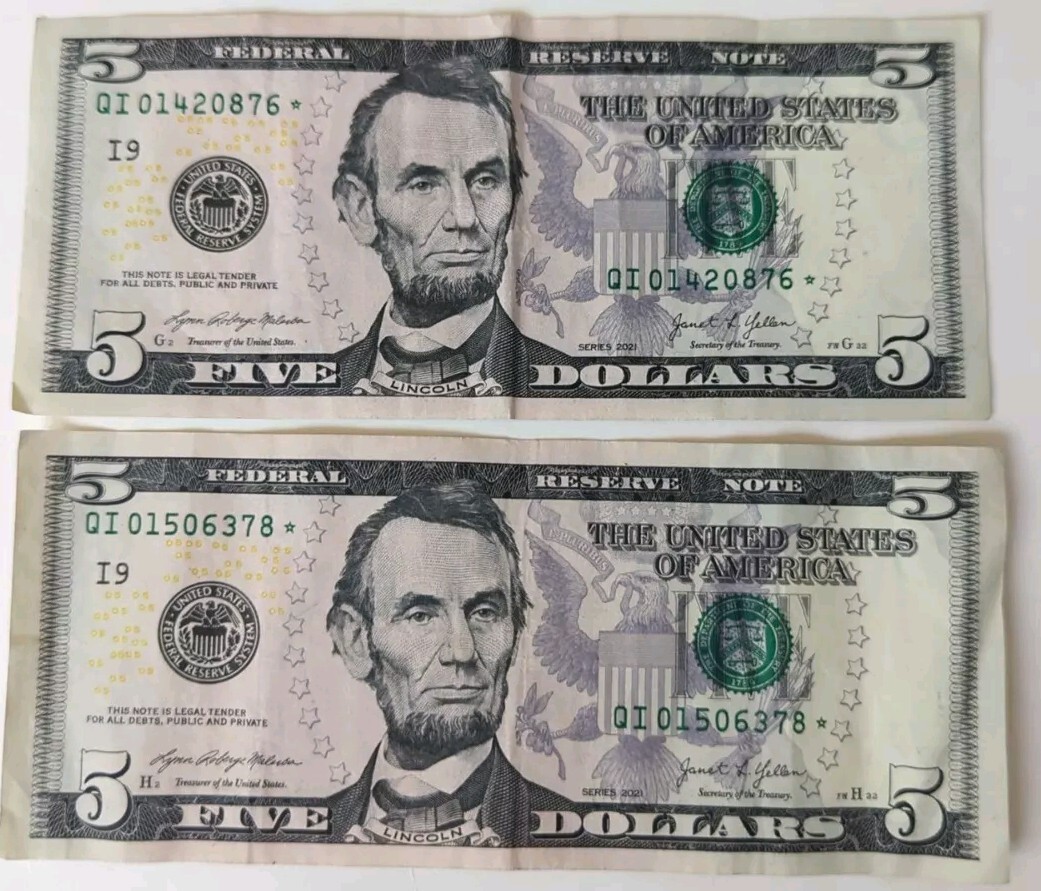 Nice $5 Star Notes (2021 Pair) Rare