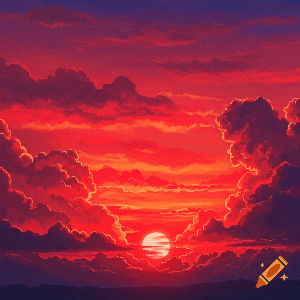 Red Lofi Sky Wallpaper created on Craiyon