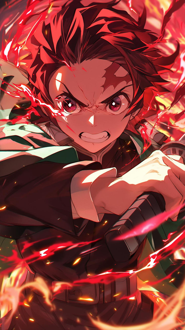 Fierce Tanjiro Kamado in Action. Demon