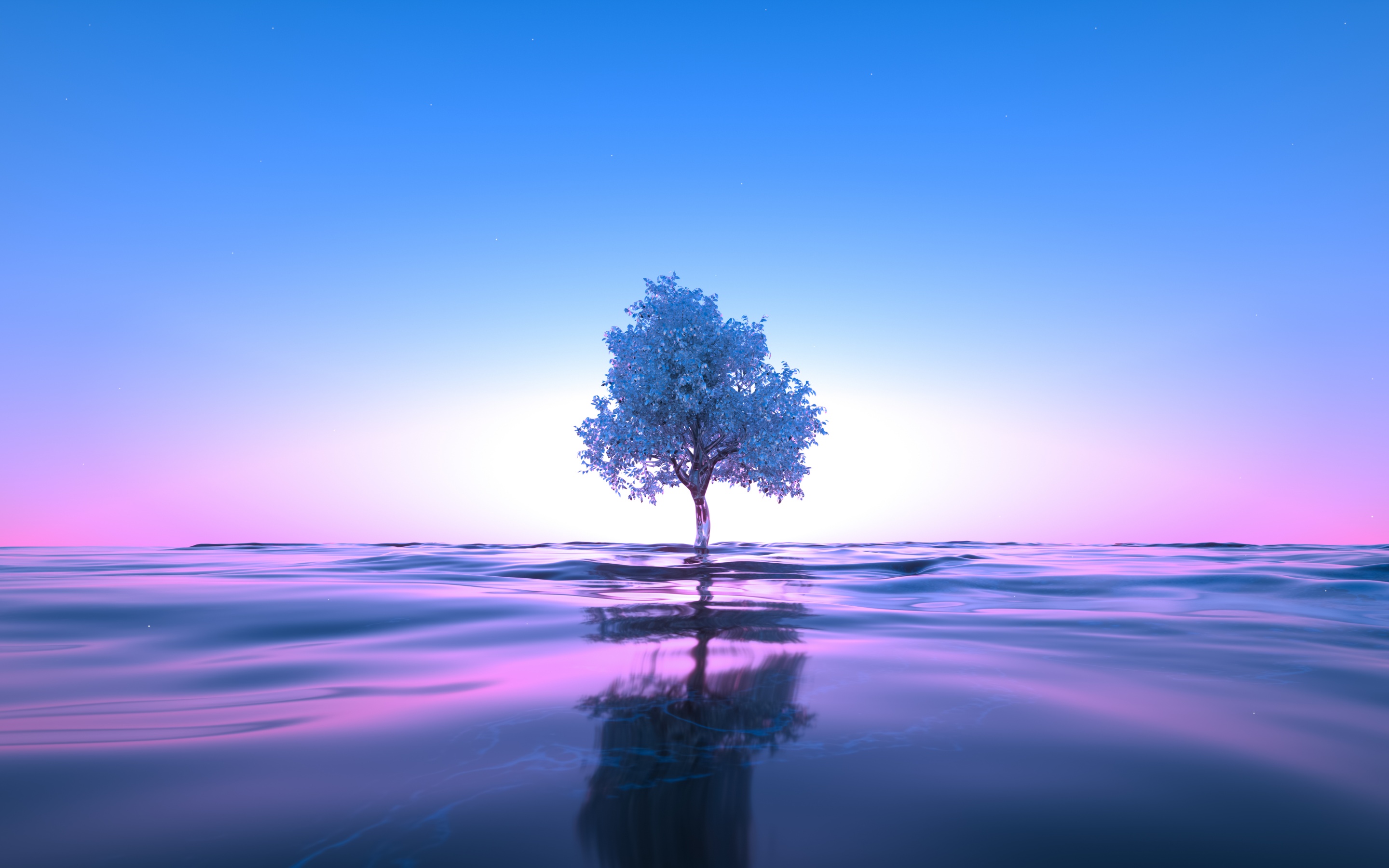 Tree Wallpaper 4K, Neon, Body of Water