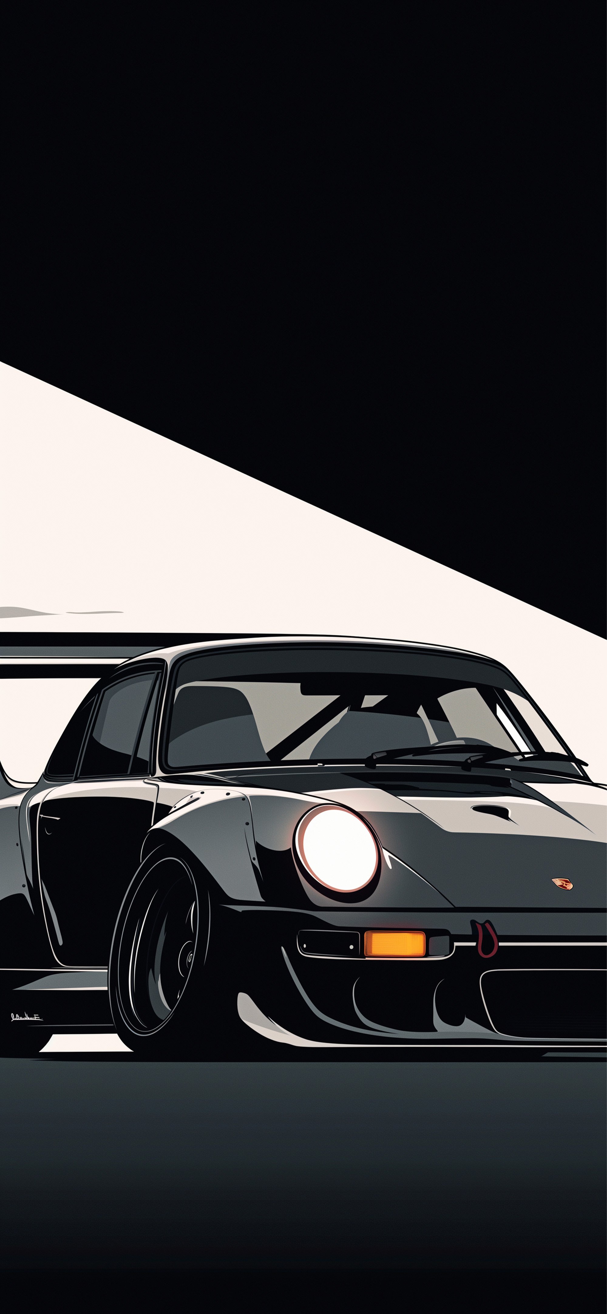 Sleek Black Porsche Minimalist Dark