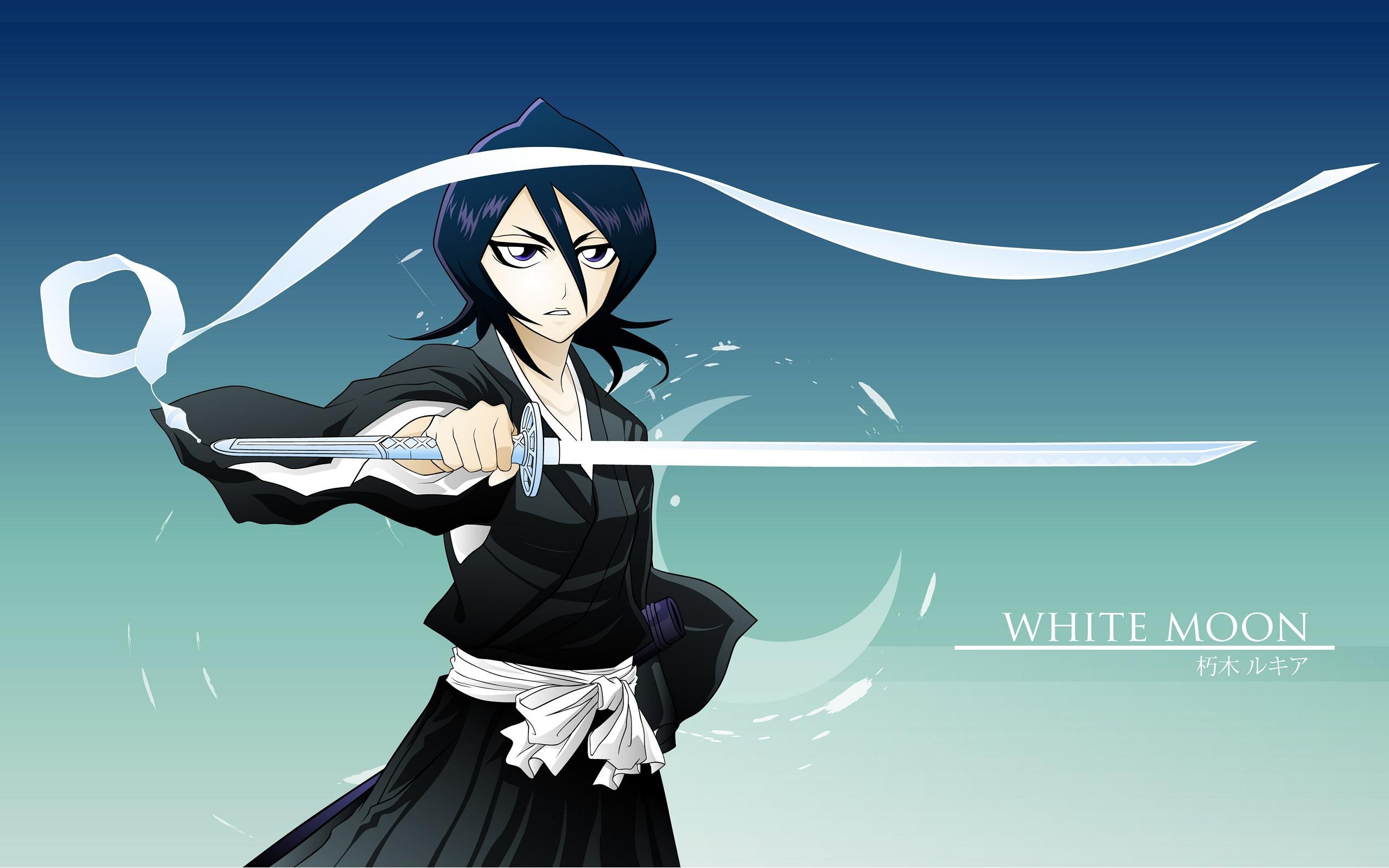 Girl with a katana Anime White Moon