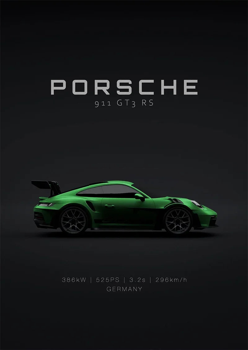 Green Porsche 911 GT 3 RS Minimalist