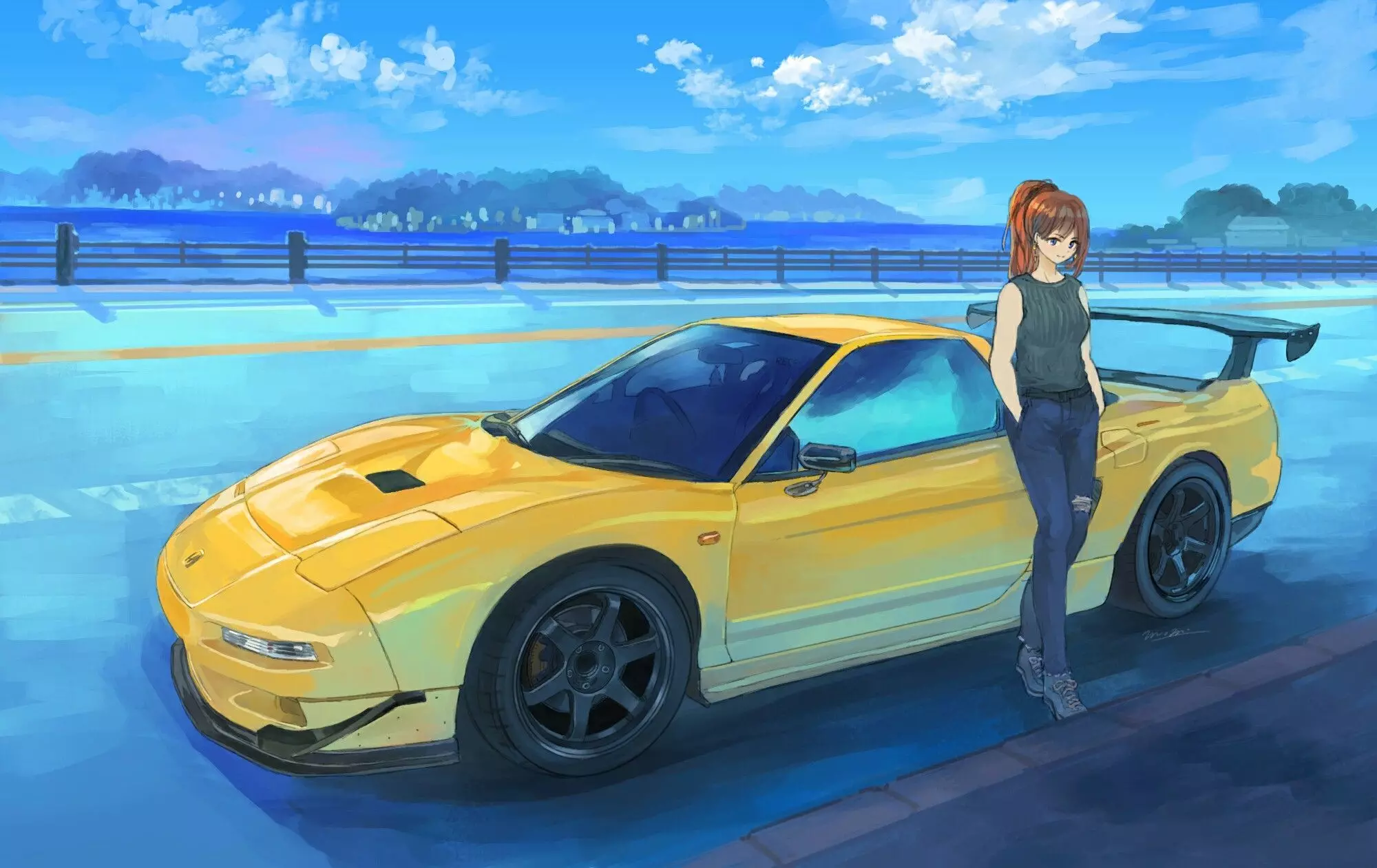 Wallpaper Anime girls and cars download