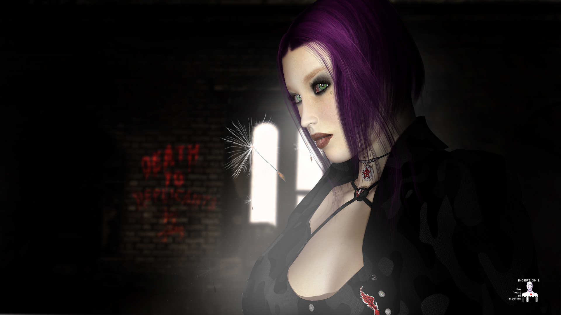 Purple Hair Dark Gothic HD Wallpaper