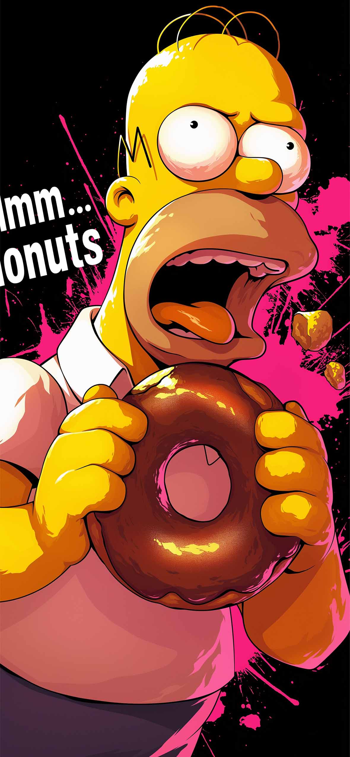 Funny Homer Simpson Donut Glowing Wallpaper