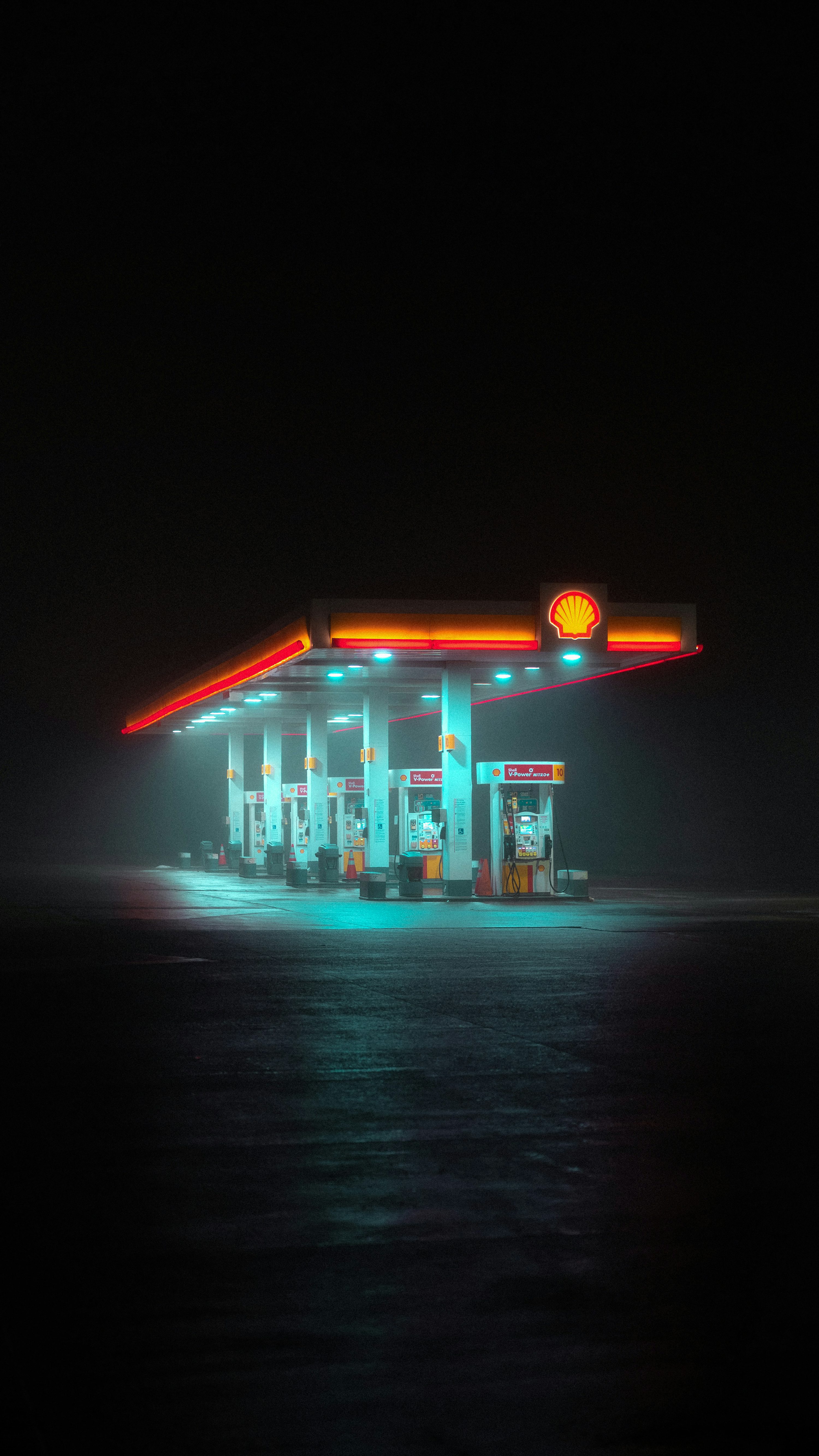 Gas Station At Night Picture