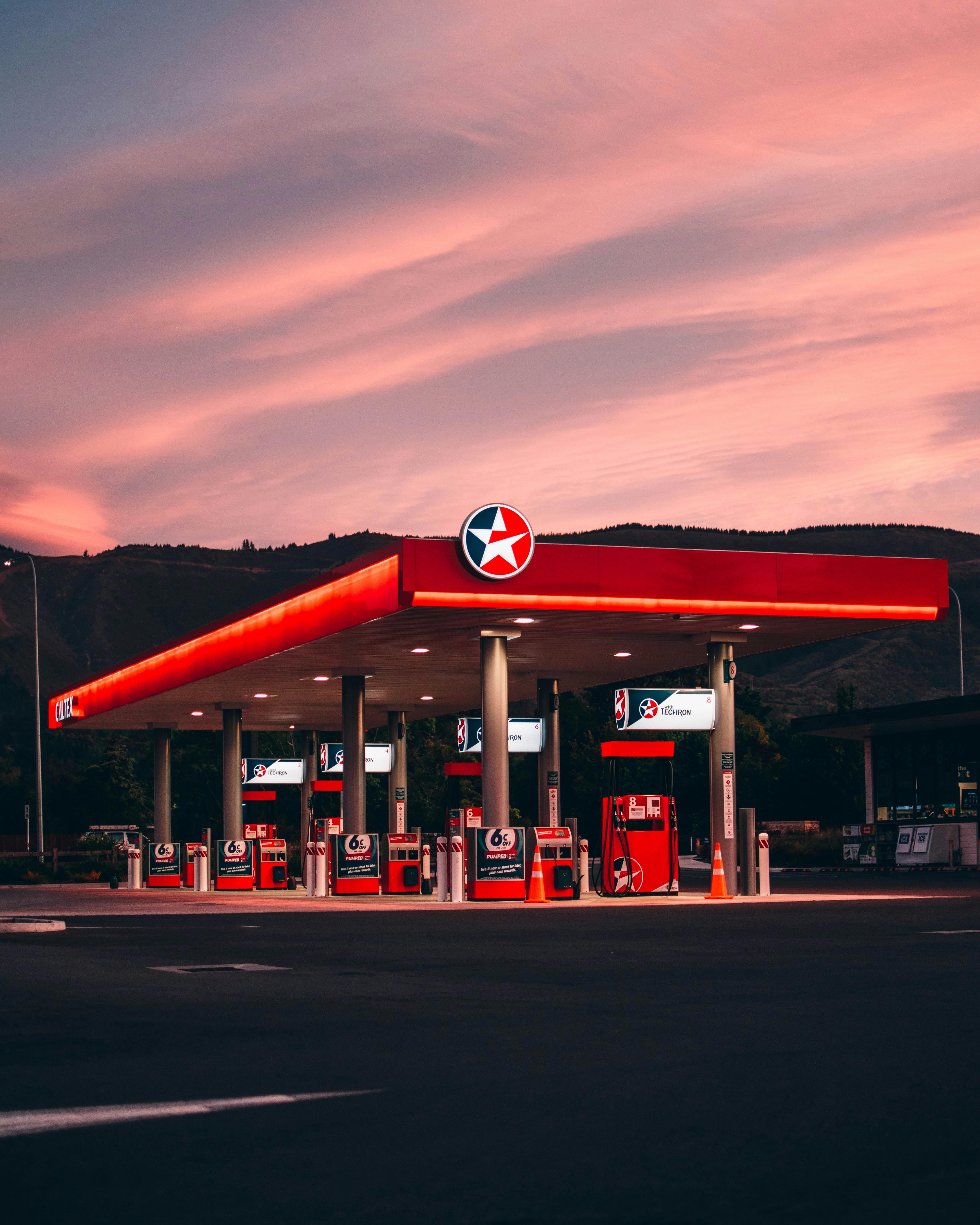 Red Caltex Gas Station during Golden