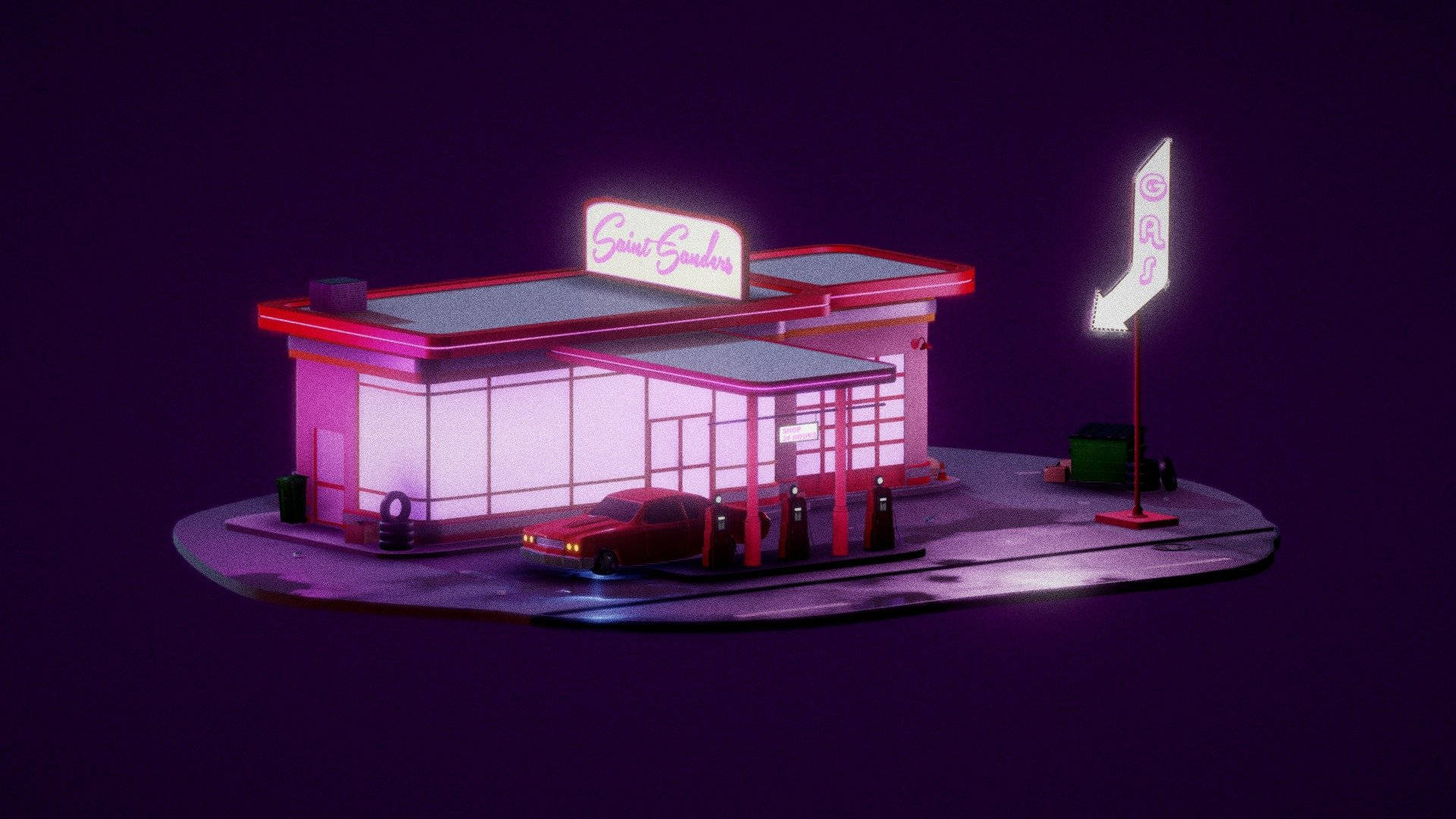 Charming Aesthetic Purple Gas Station