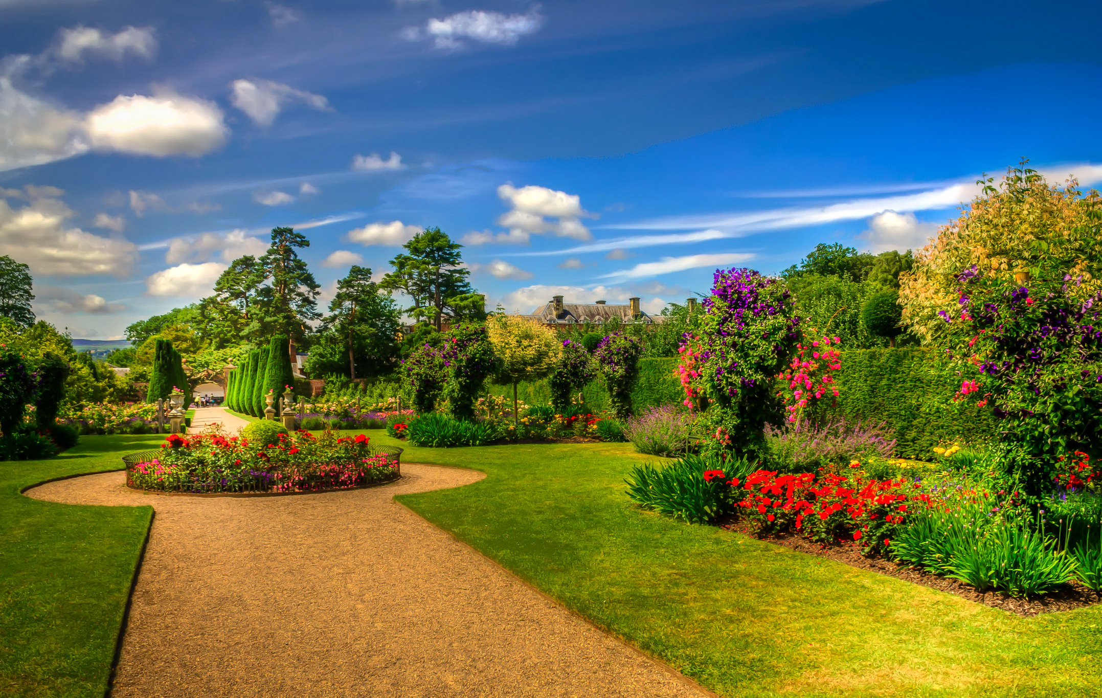 Spring Garden Park HDR HD Wallpaper