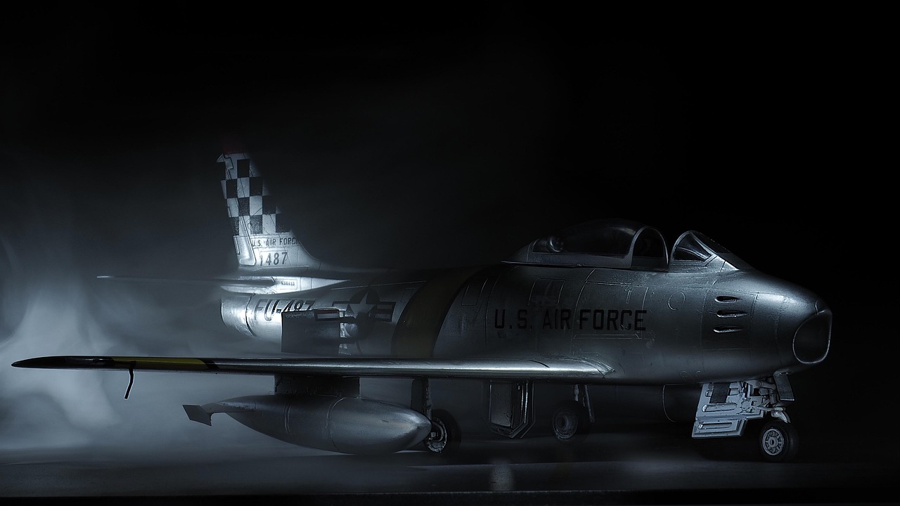F 86 Sabre & American Flag Image