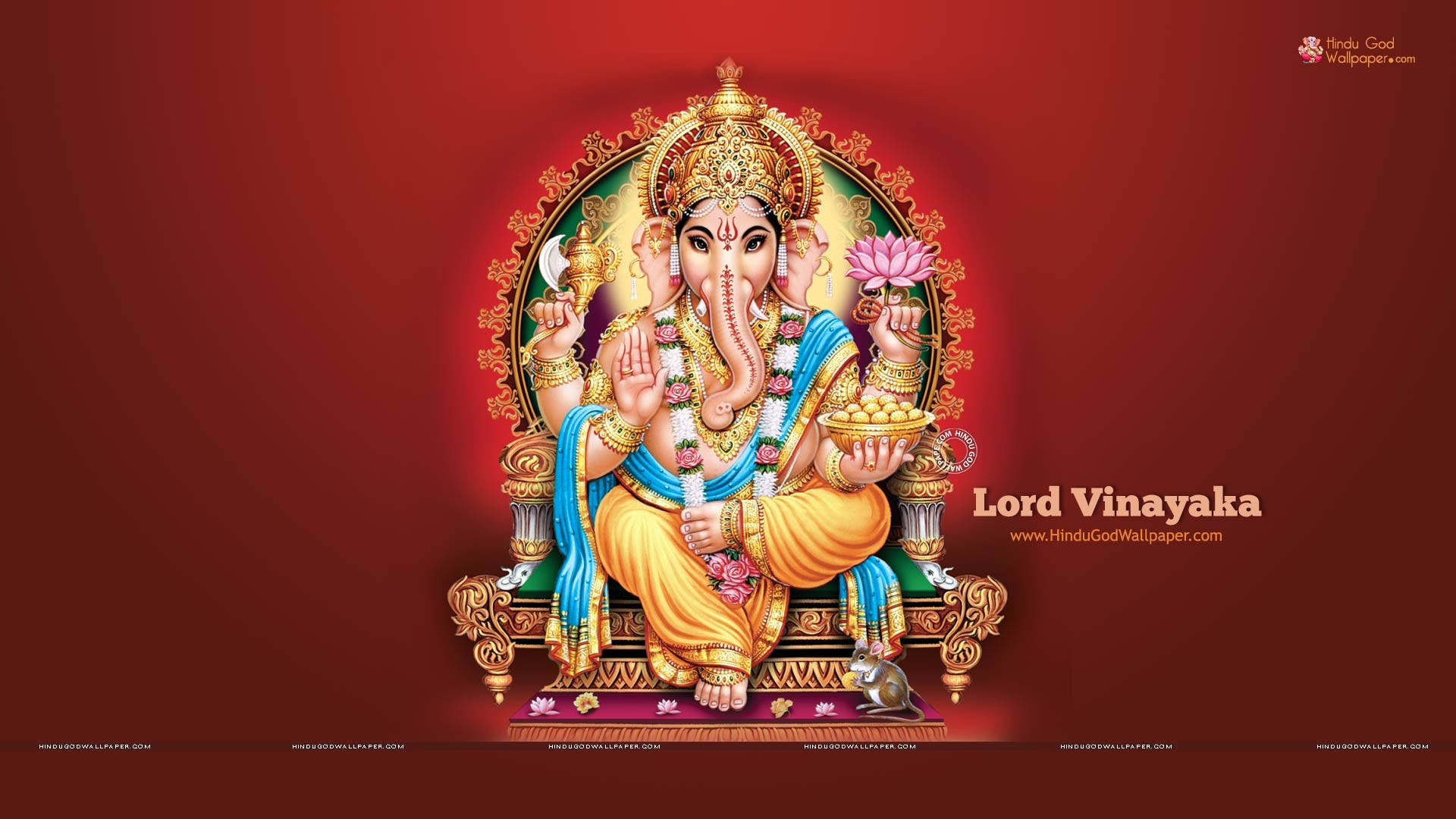 Lord Ganesha In Red Background