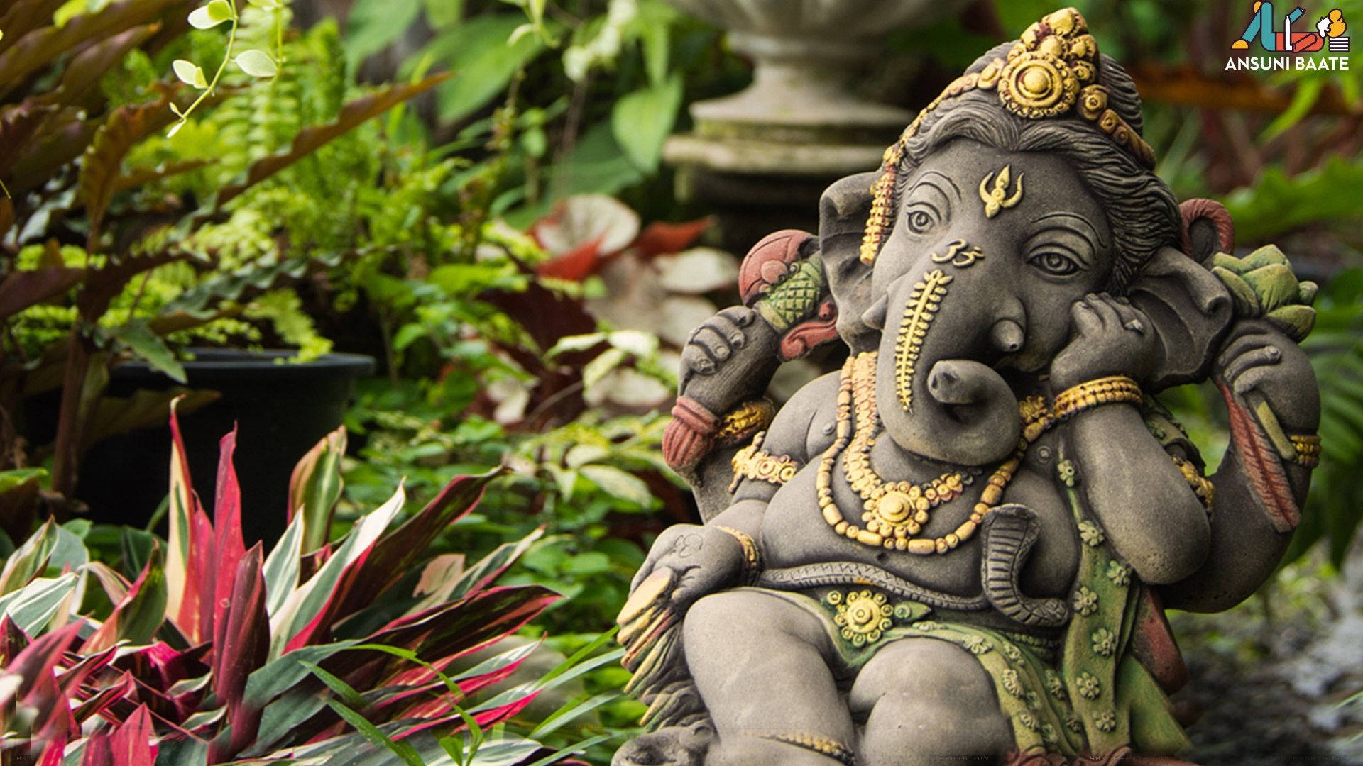 Ganesh 3D Garden Statue Wallpaper